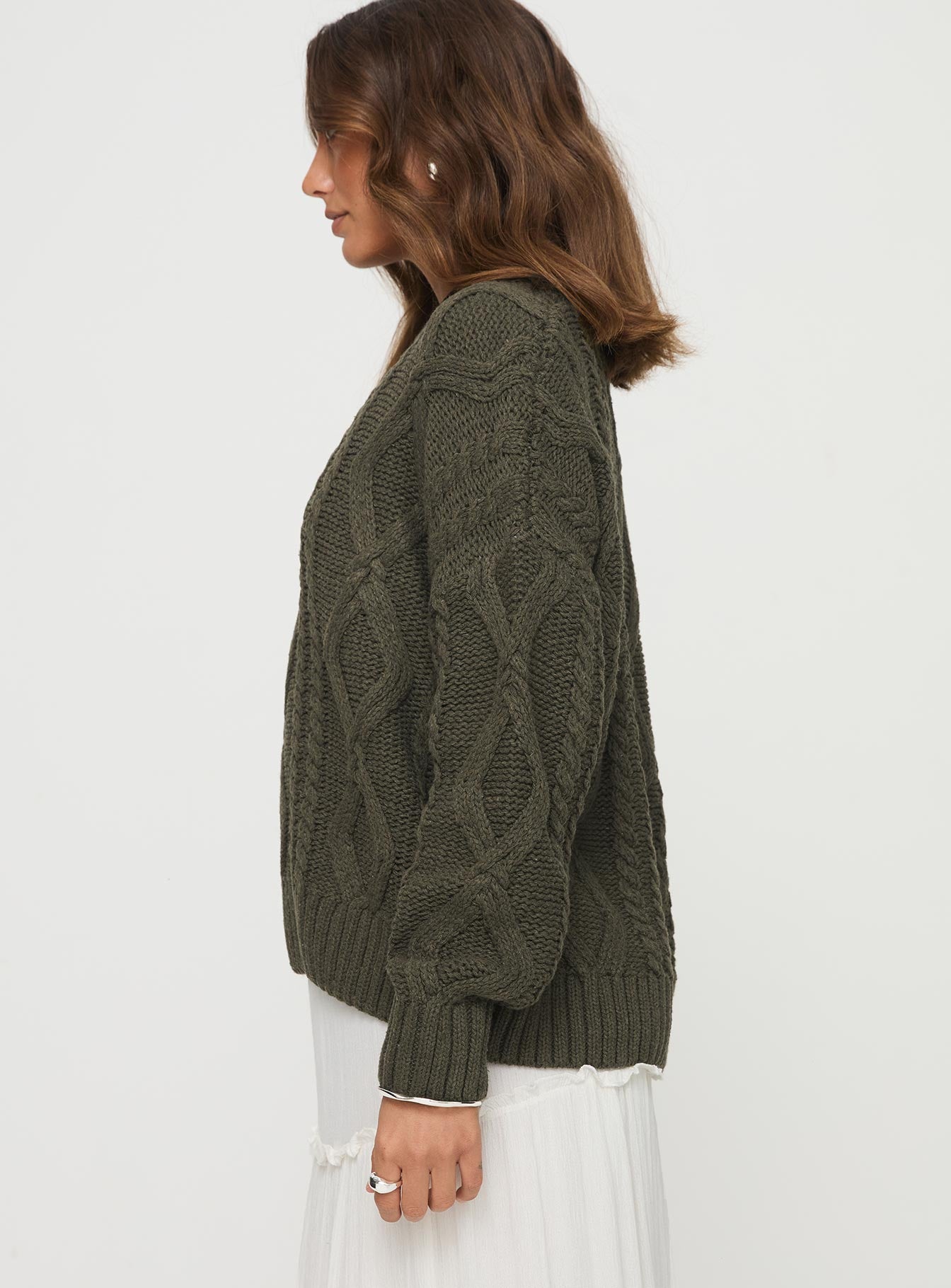 Anaya Oversized Sweater Olive、mySite、solidvoid