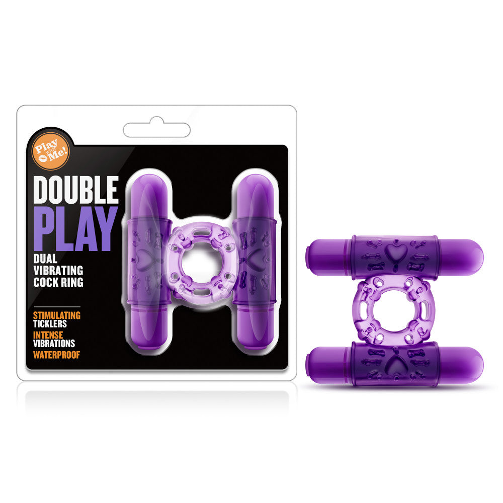 Play With Me By Blush® | Double Play: Purple Dual Vibrating Penis Ring、mySite、bottomscart
