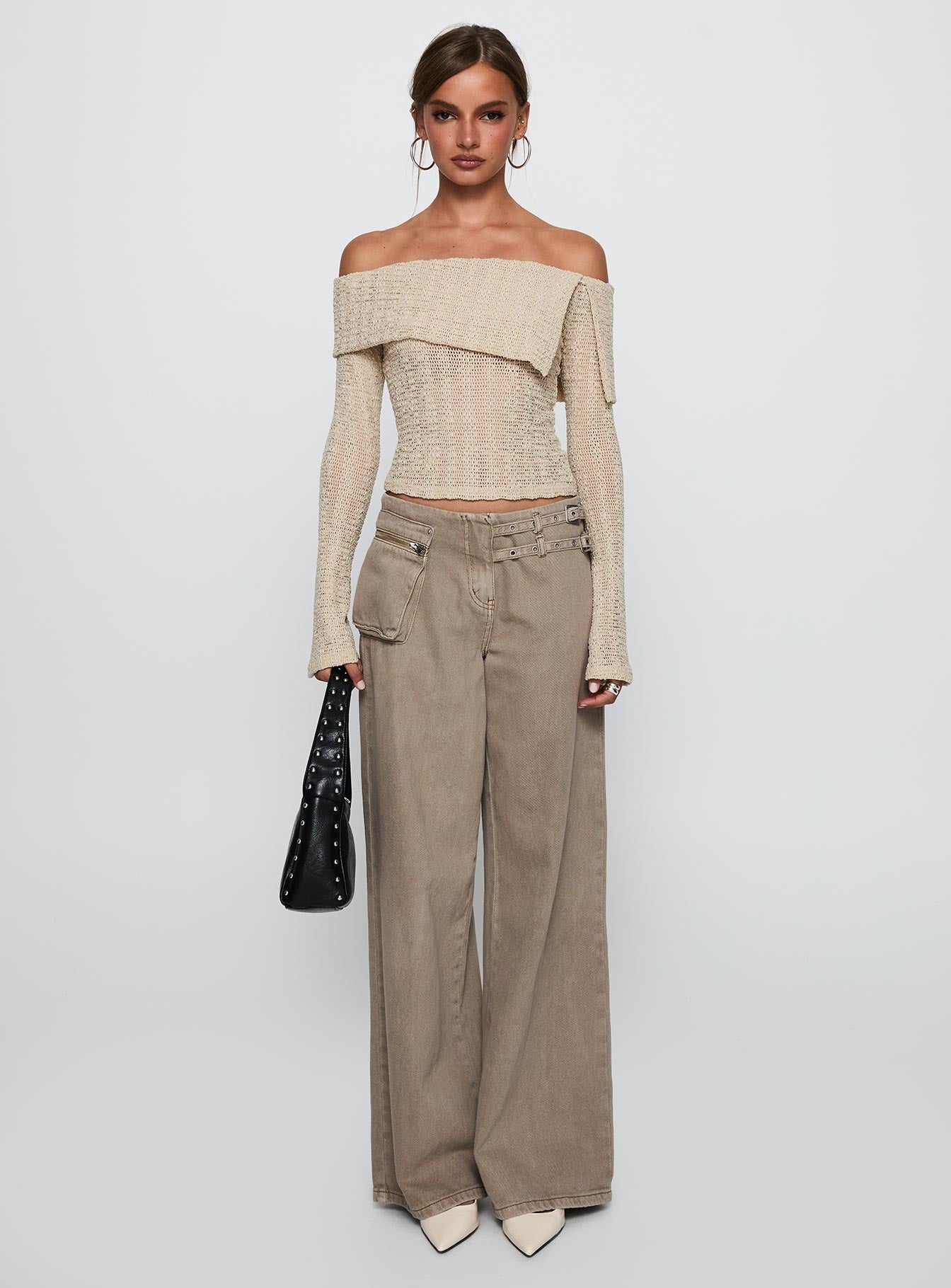 Cardamom Long Sleeve Top Beige、mySite、solidvoid