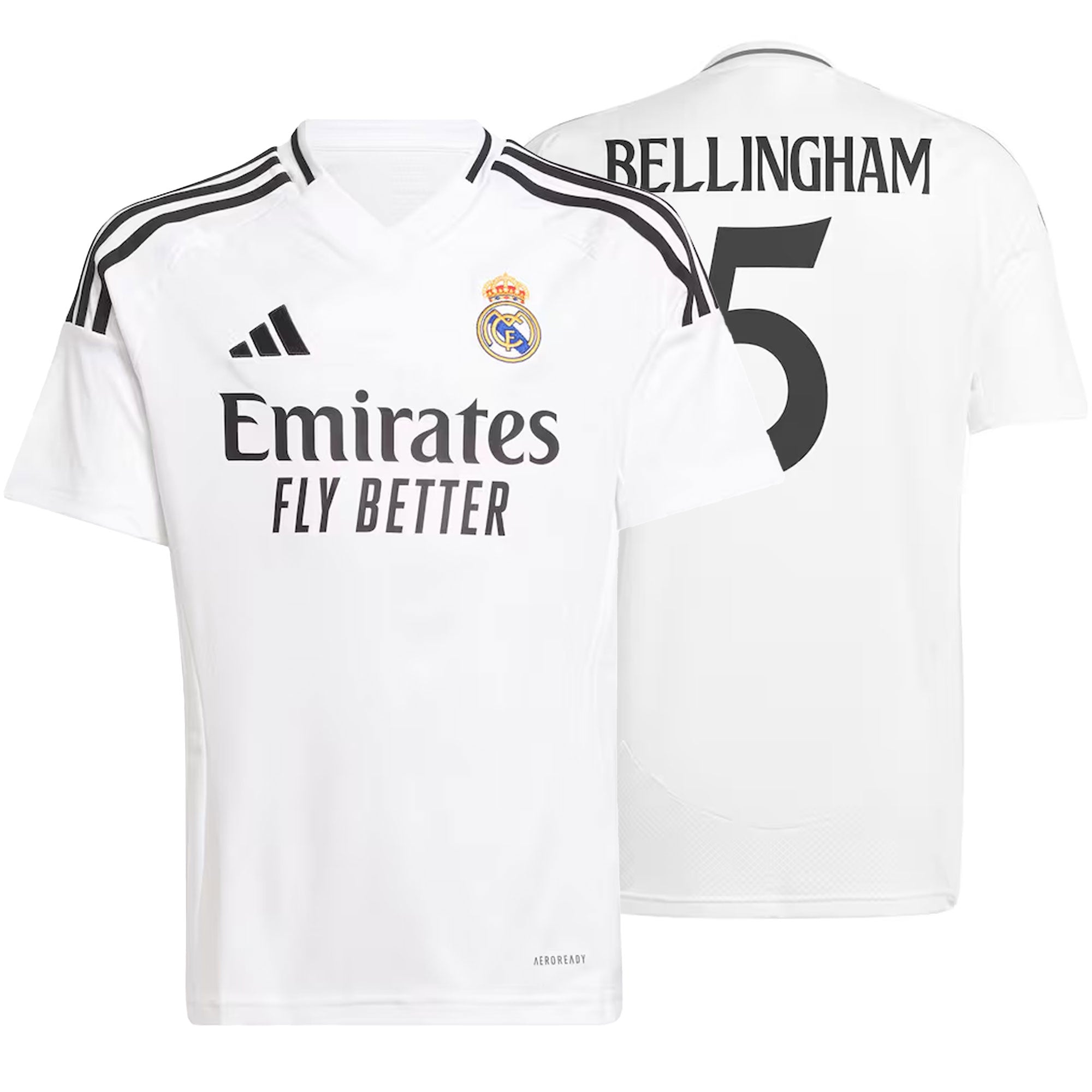 adidas Kids Real Madrid 2024/25 Home Jersey w/ Bellingham #5 Printing、mySite、bottomscart