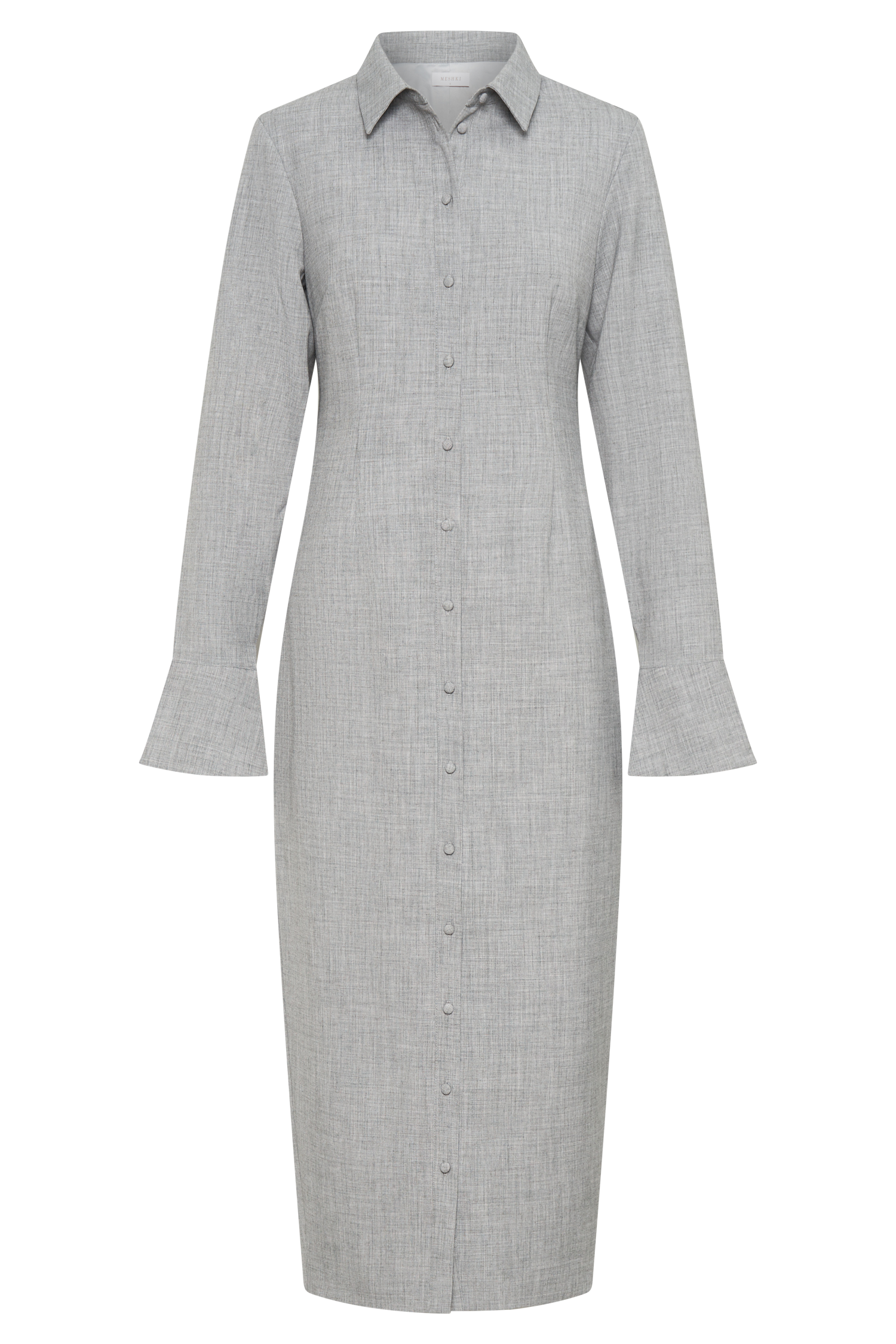 Dorian Fitted Shirt Midi Dress - Charcoal Marle、mySite、solidvoid