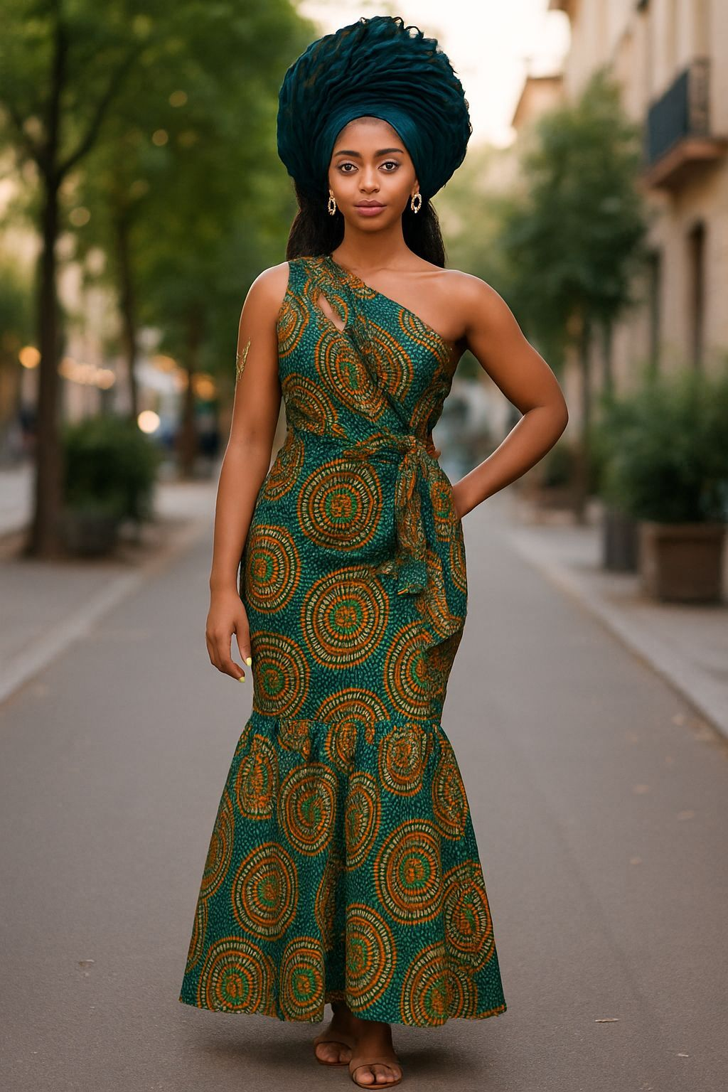 Ileke African Print Ankara Kitenge Smocked Dress-DP4081、mySite、solidvoid