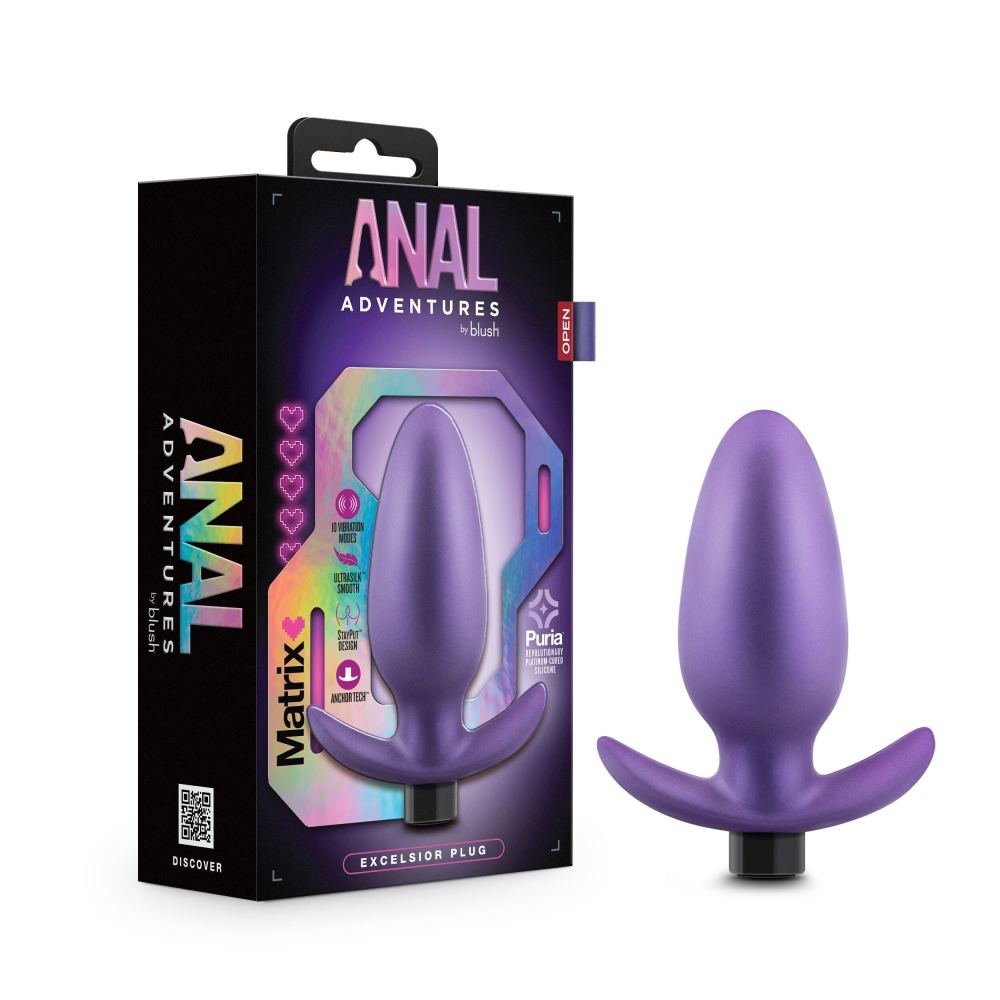 Anal Adventures Matrix By Blush® | Excelsior Plug: Tapered Tip Widens For Filling Sensations in Astro Violet | With Stayput™ Technology & AnchorTech™ Base、mySite、bottomscart
