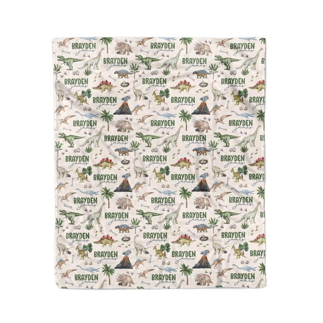  Dino Tracks Personalized Kids Blanket、mySite、layawaytickets