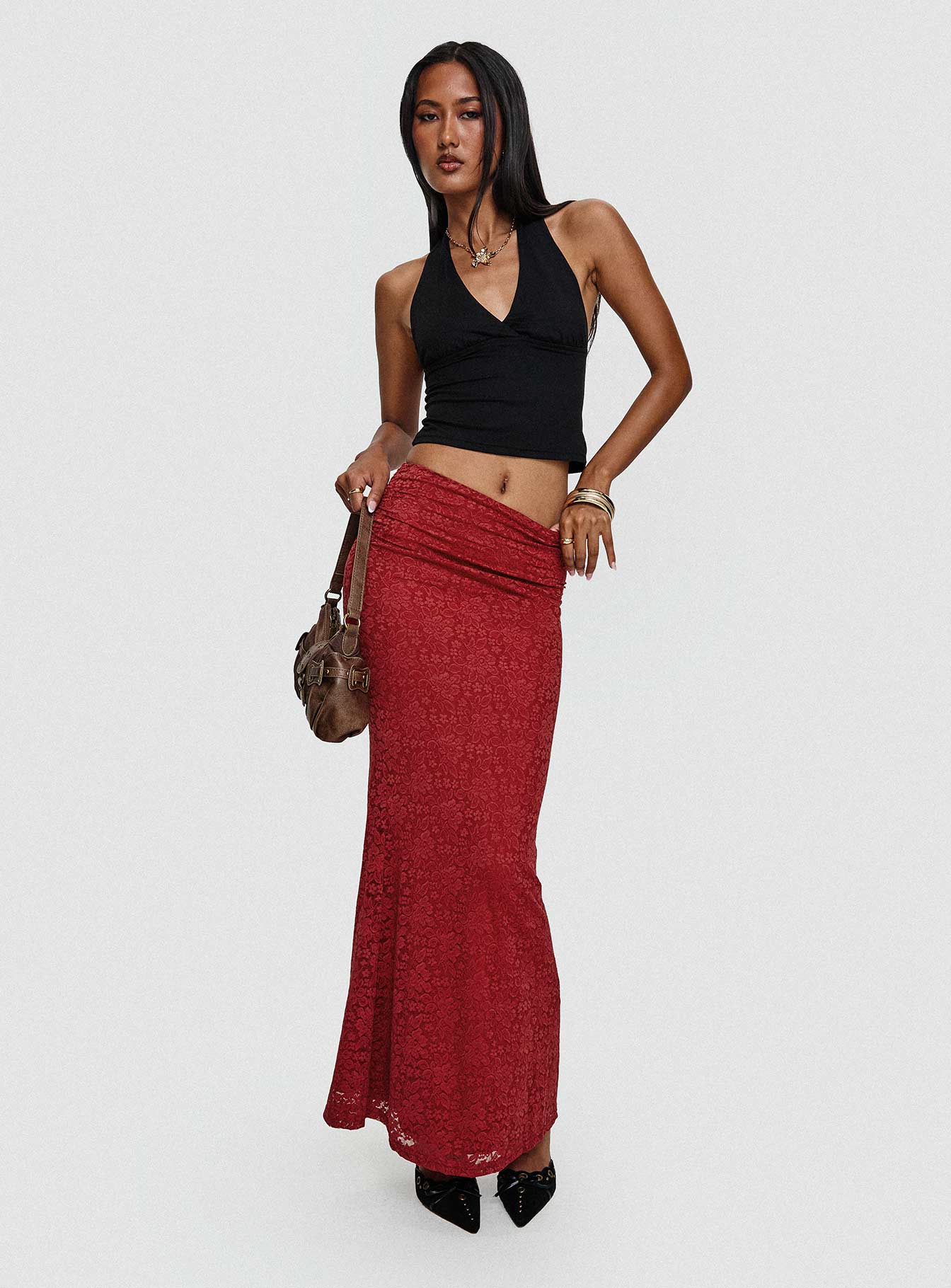Silene Maxi Skirt Red、mySite、solidvoid