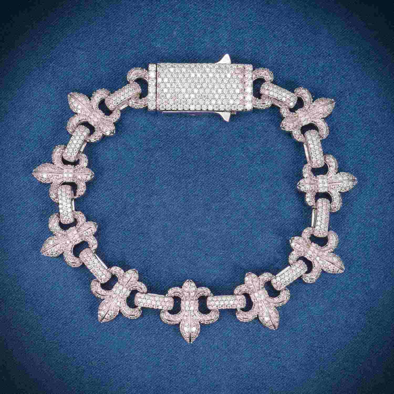 10MM Moissanite Crown Link Bracelet 14K Gold、mySite、hinf8tx79