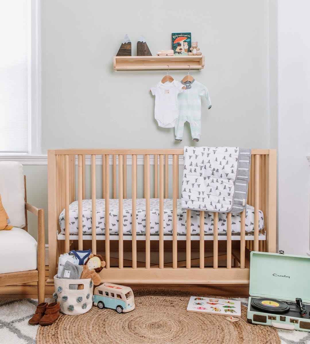 Pine Forest & Stripe Organic Cotton BEESNUG® Fitted Crib Sheet 2 Pack、mySite、g9winljtr