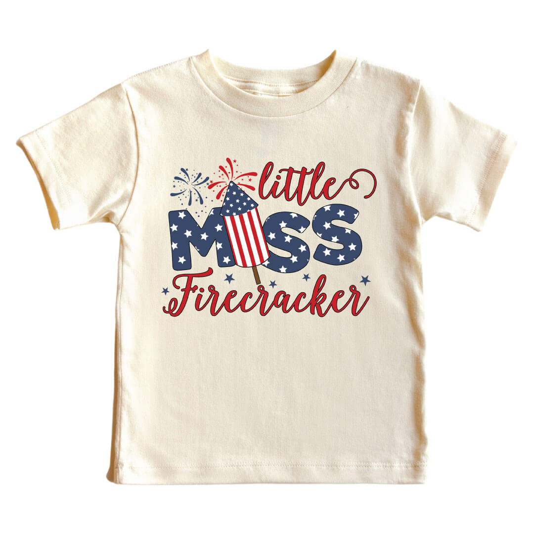  Little Miss Firecracker Kids Graphic Tee | Natural、mySite、layawaytickets