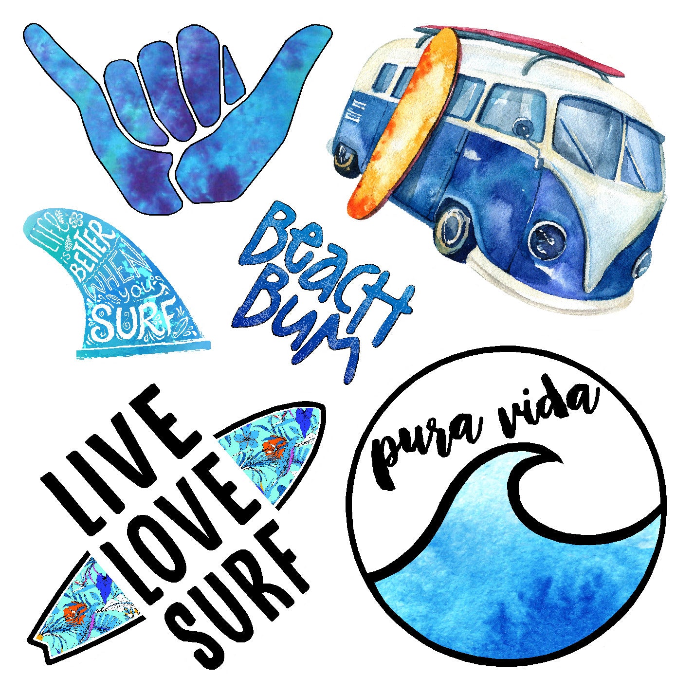  Beach Bum Vinyl Sticker Decal Set、mySite、ghnorth