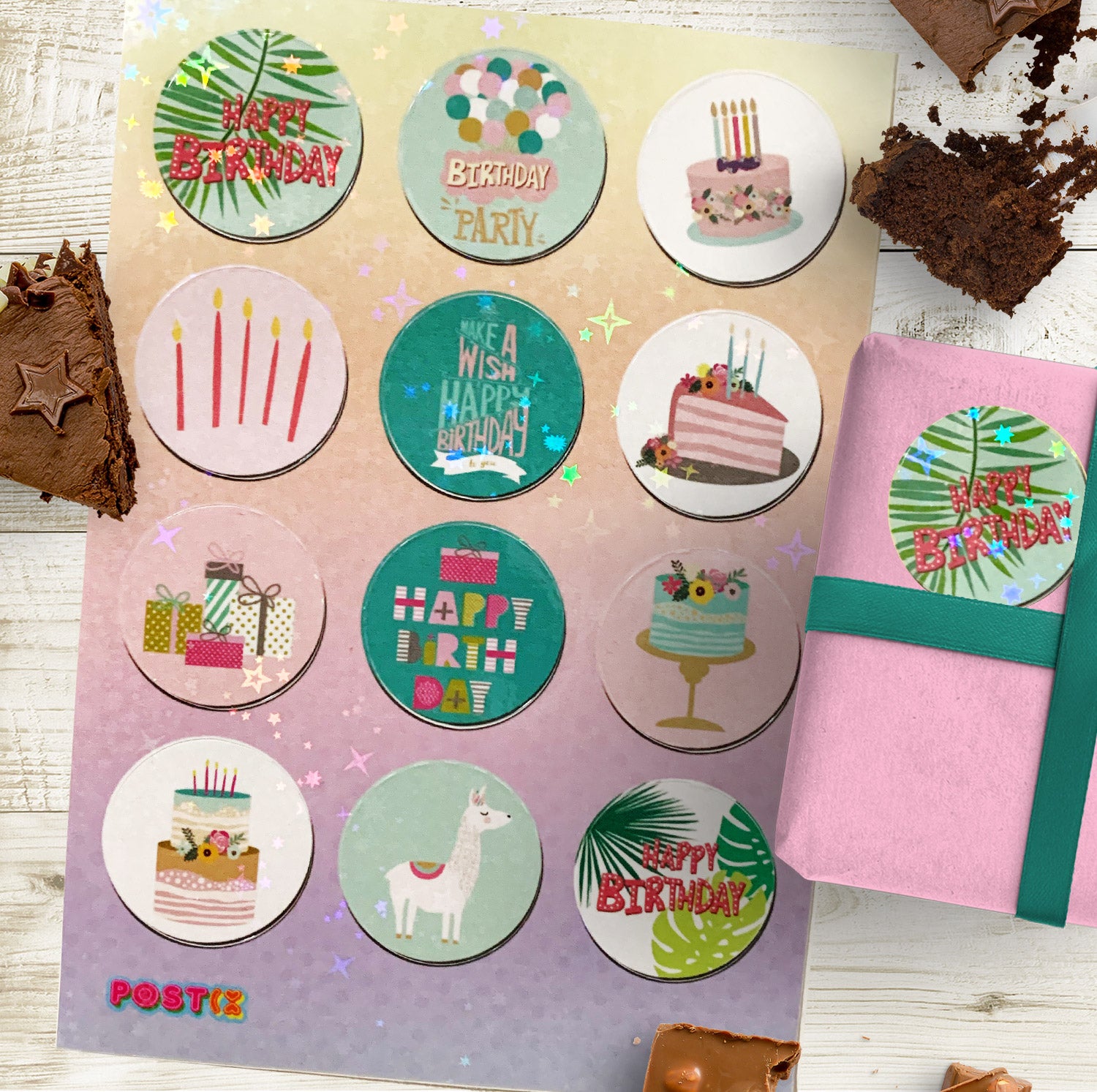  Birthday Party Seals Hologram Sticker Sheet、mySite、ghnorth