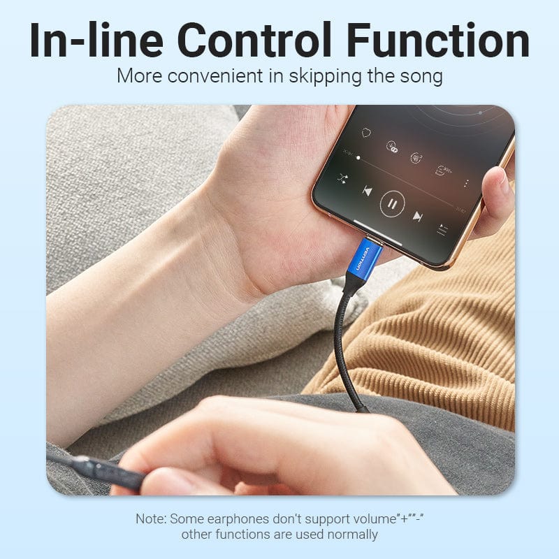 Cotton Braided USB-C Male to 3.5mm Female Audio Cable(DAC) 0.1M Blue Aluminum Alloy Type、mySite、fannypackpong
