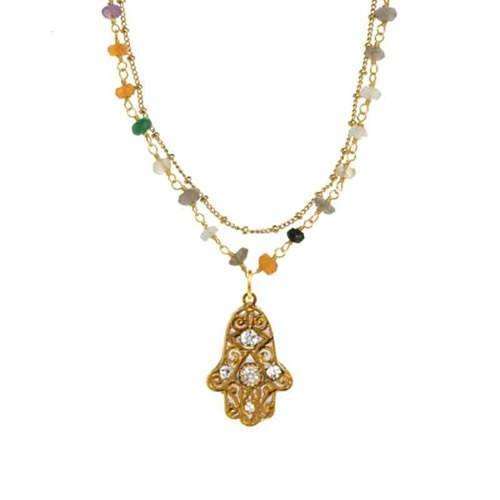 Michal Golan Swirling Gold Patterned Hamsa Necklace、mySite、topwebapps