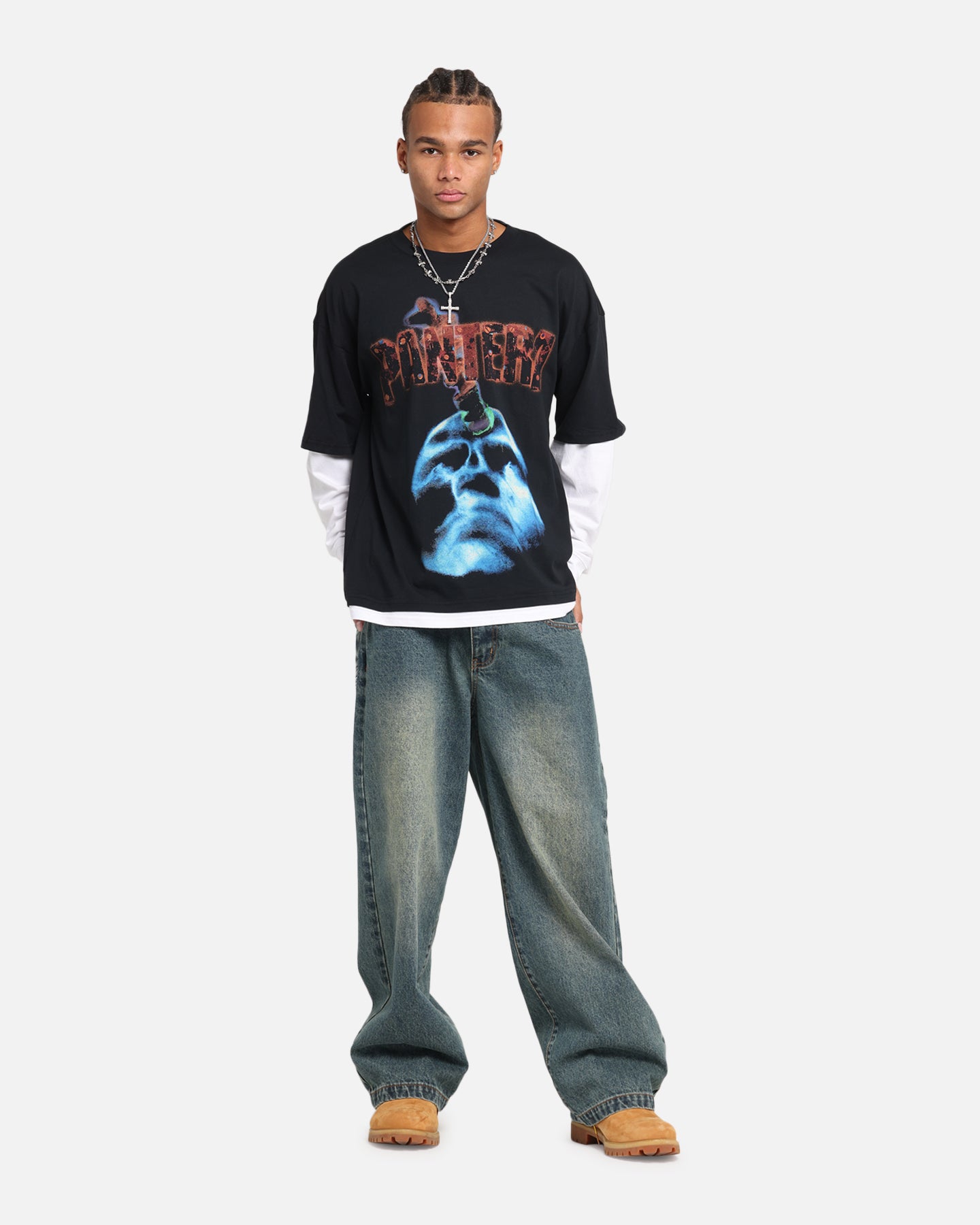 Pantera Pantera Layered Long Sleeve T-Shirt Black Wash、mySite、zt4zffjzw