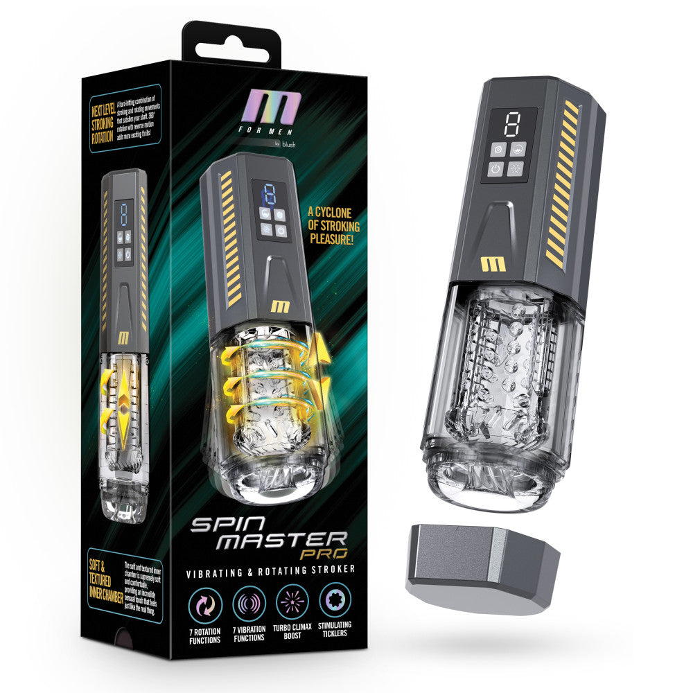 M For Men By Blush® | SpinMaster Pro – 360° Rotating, Vibrating & Stroking Automatic Male Masturbator With Turbo Boost – Gray、mySite、bottomscart