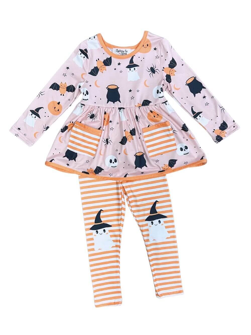 Ghost Witch Knee Patch Girls Long Sleeve Halloween Outfit、mySite、camillekostekn