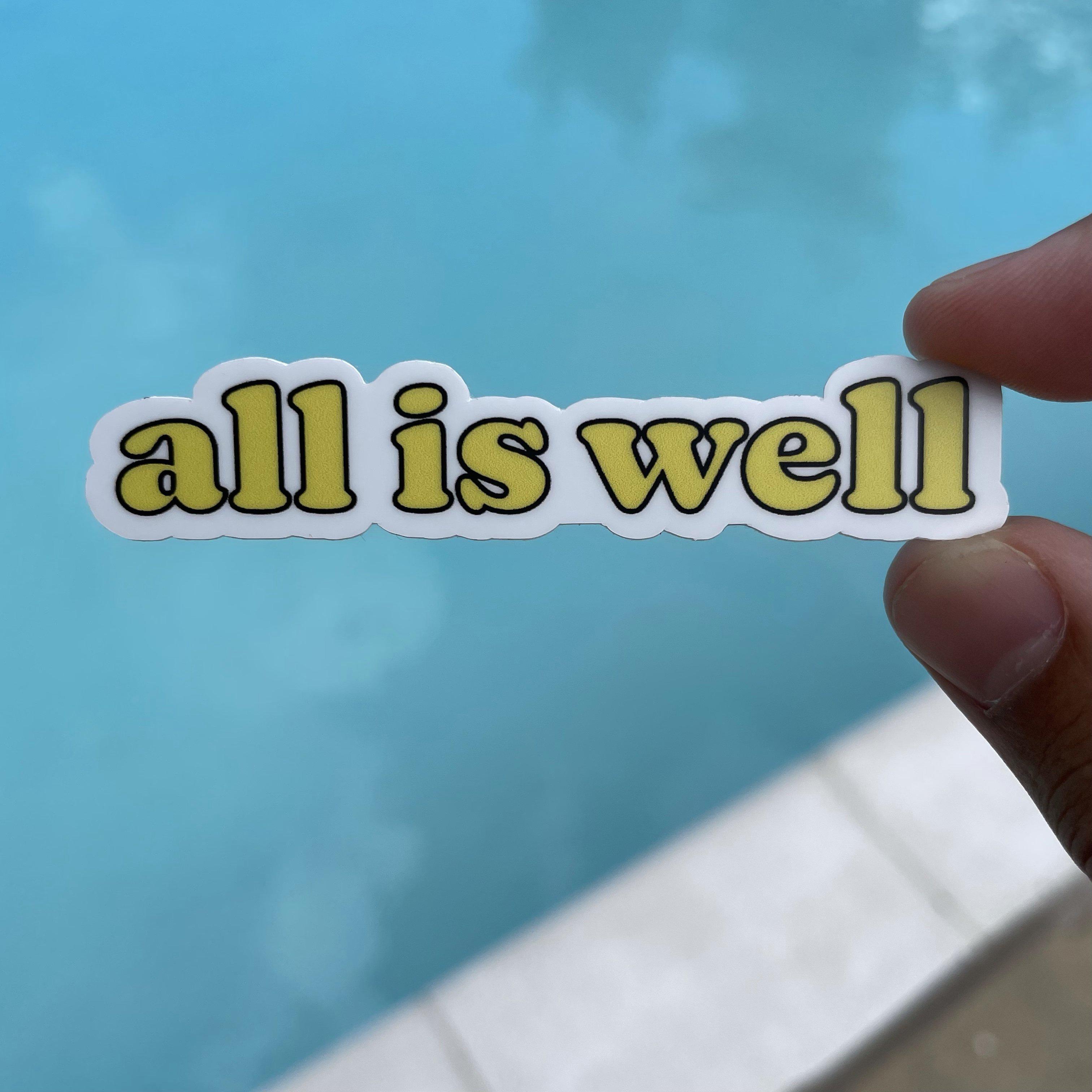  All is Well Yellow Lettering Aesthetic Sticker、mySite、elrpsem3k