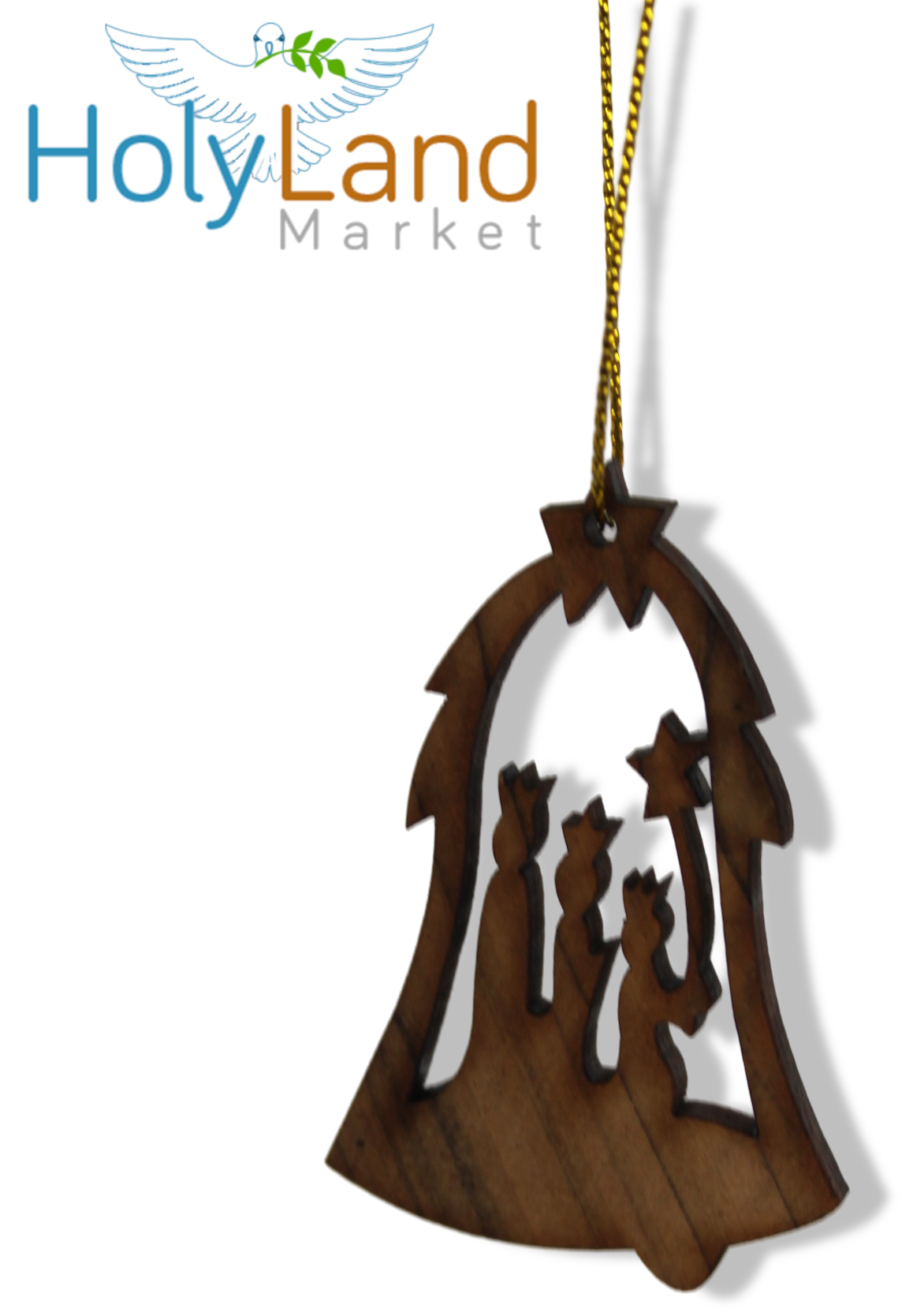Holy Land Market Olive Wood Ornaments - Set of 12 Flat Christmas Decorations with Nativity Story Booklet, Inspirational Hand Carved Christmas Decor, Christian Christmas Ornaments from Bethlehem、mySite、topwebapps