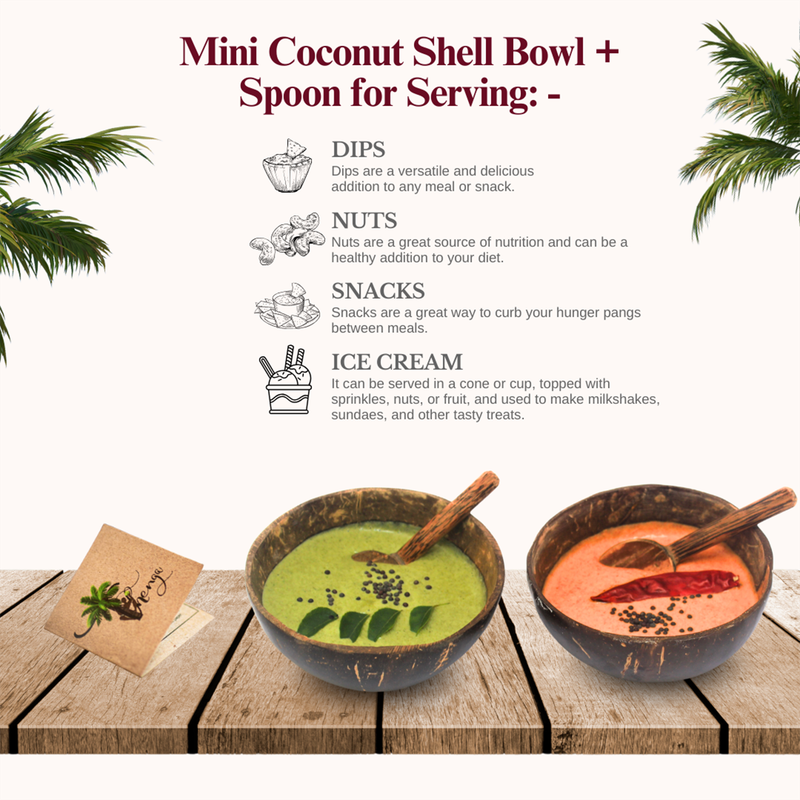 Coconut Bowl & Spoon Set | Brown | Set of 6 | 150 ml、mySite、camillekostekn