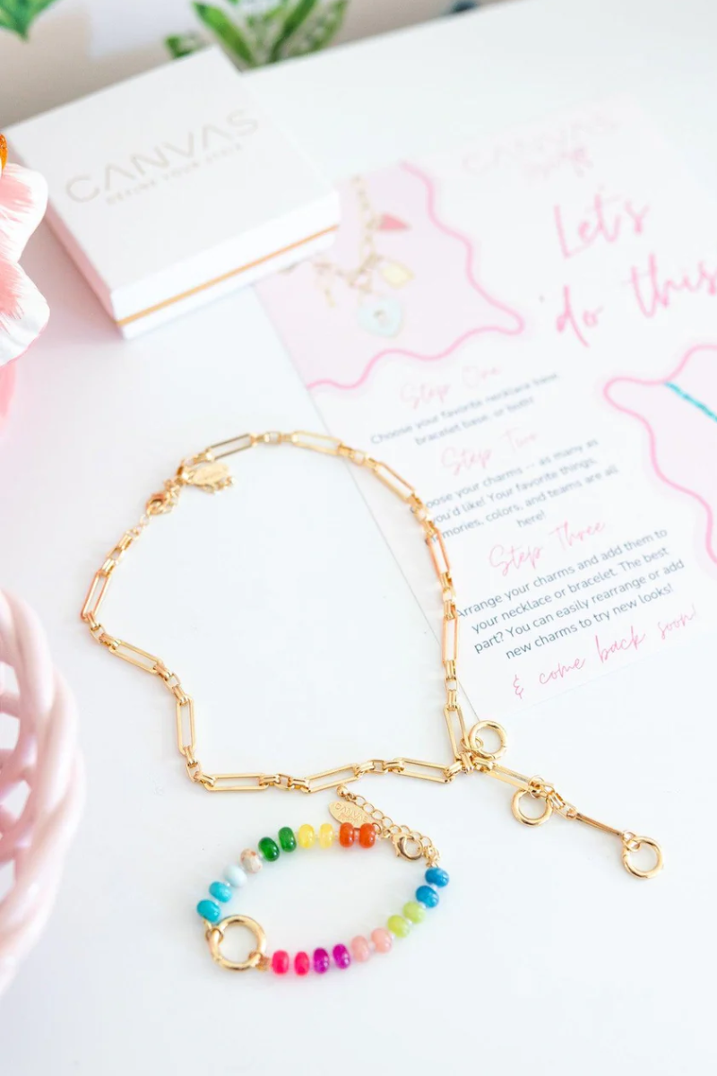 Lucy Gemstone Beaded Charm Bracelet Base in Rainbow Multi、mySite、hinf8tx79