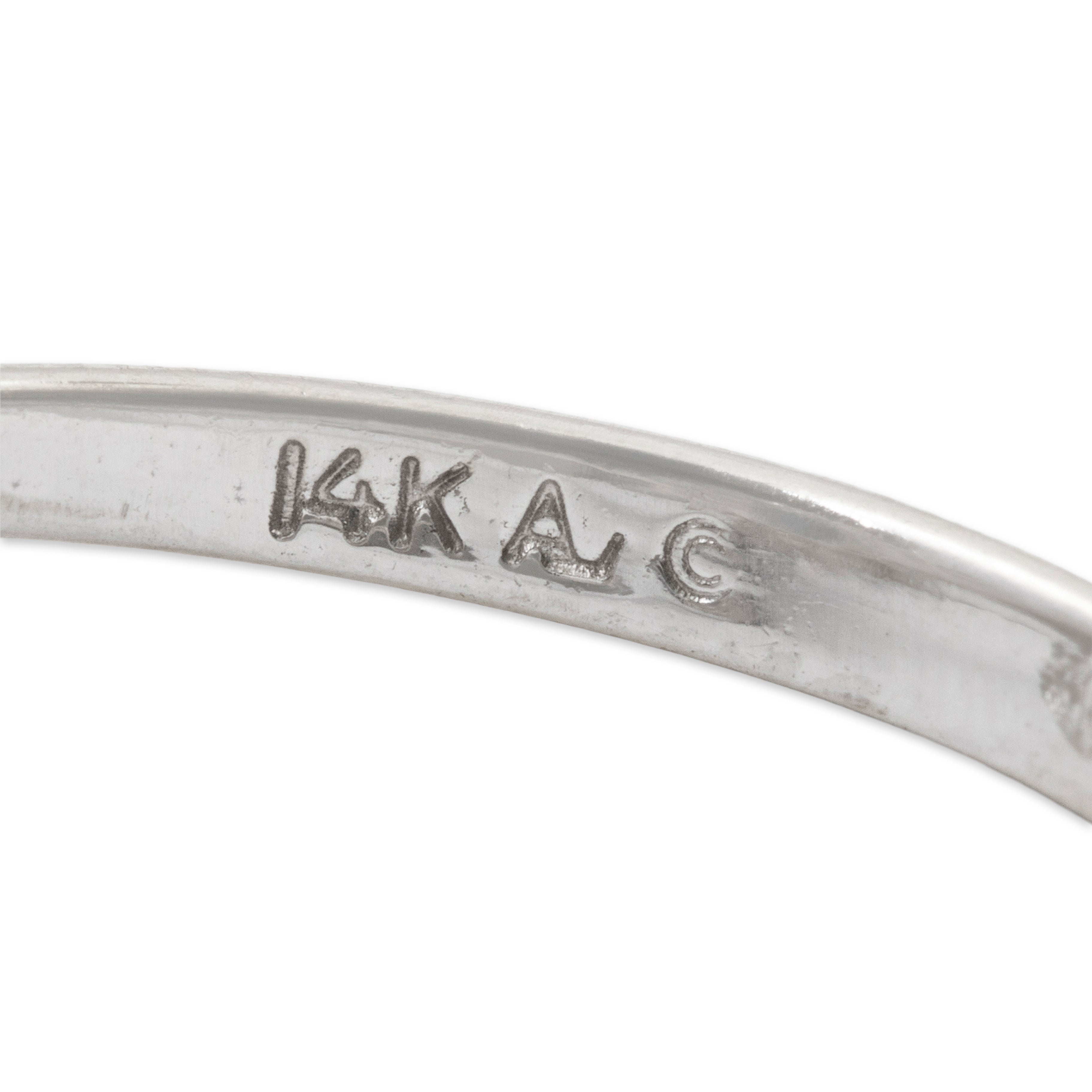 Vintage 14k White Gold .49ct Sapphire Diamond Dainty Halo Ring 6.75、mySite、hinf8tx79