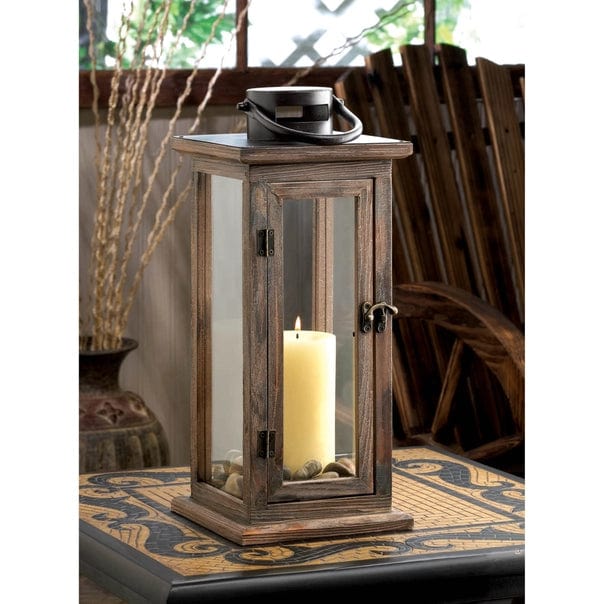 Lodge Wooden Candle Lantern、mySite、g9winljtr