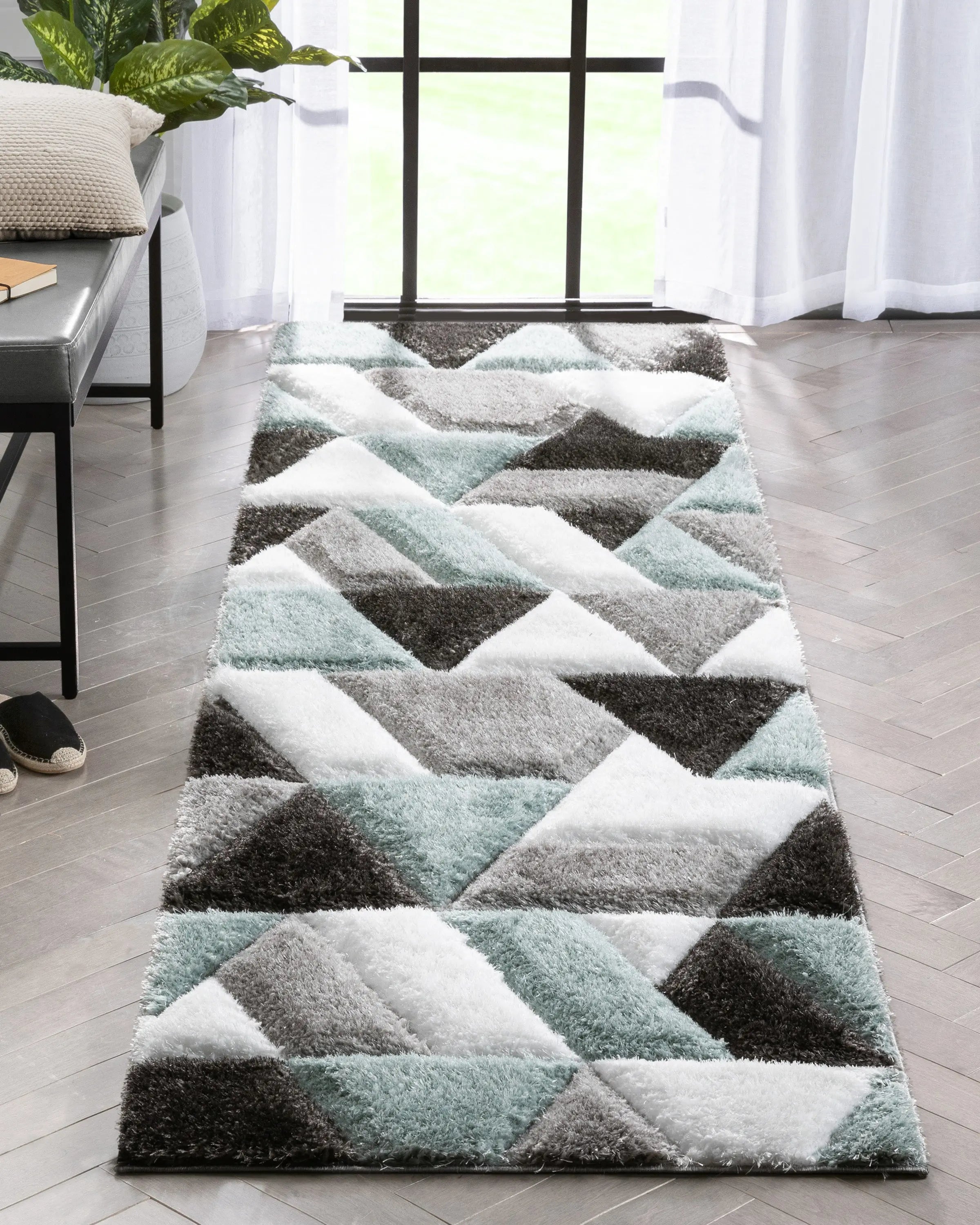 Holland Modern Geometric Light Blue 3D Textured Thick & Soft Shag Rug、mySite、gigharbornorthrealestate