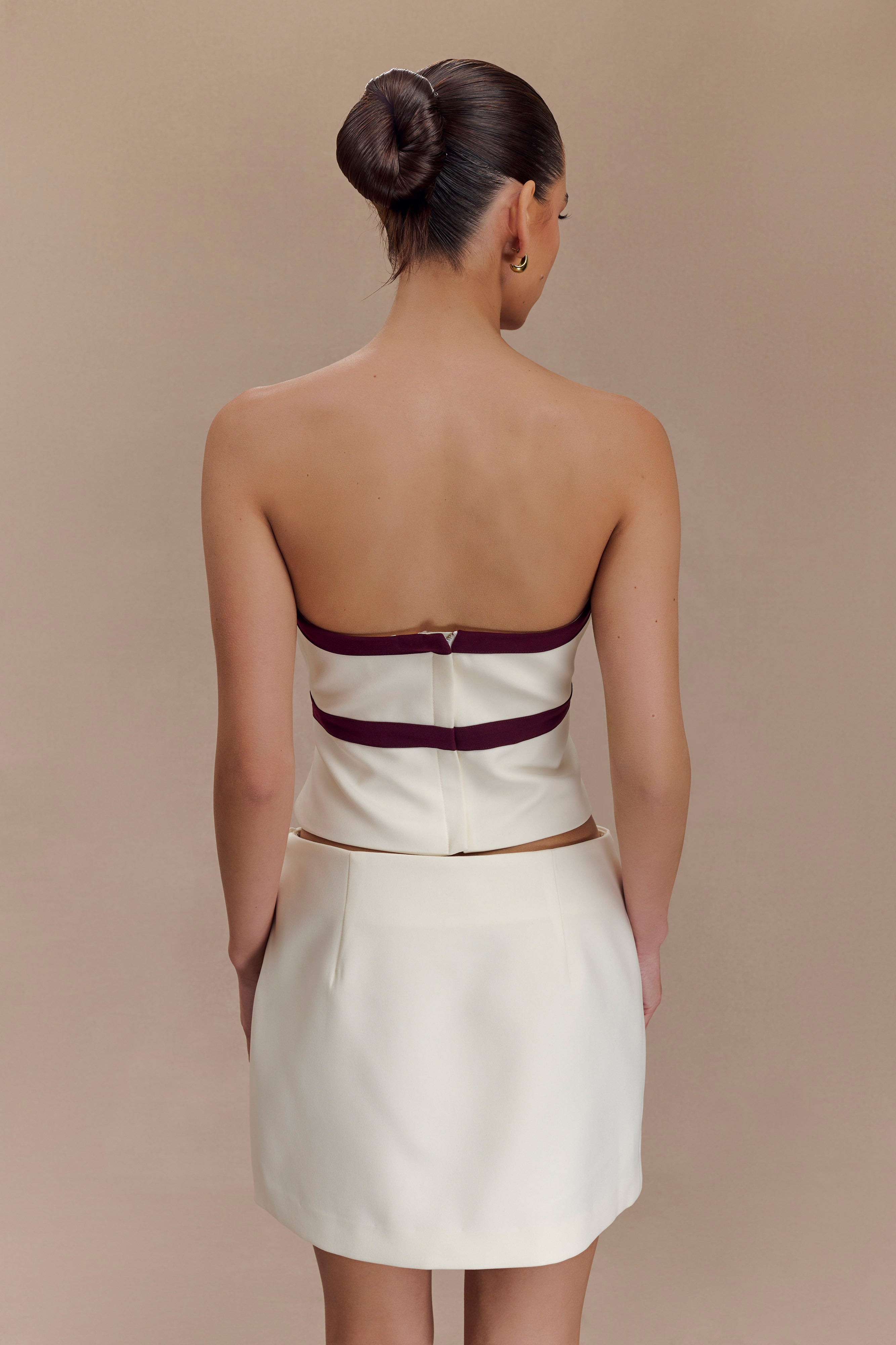 Aisha Strapless Suiting Top With Contrast Bows - Ivory、mySite、solidvoid