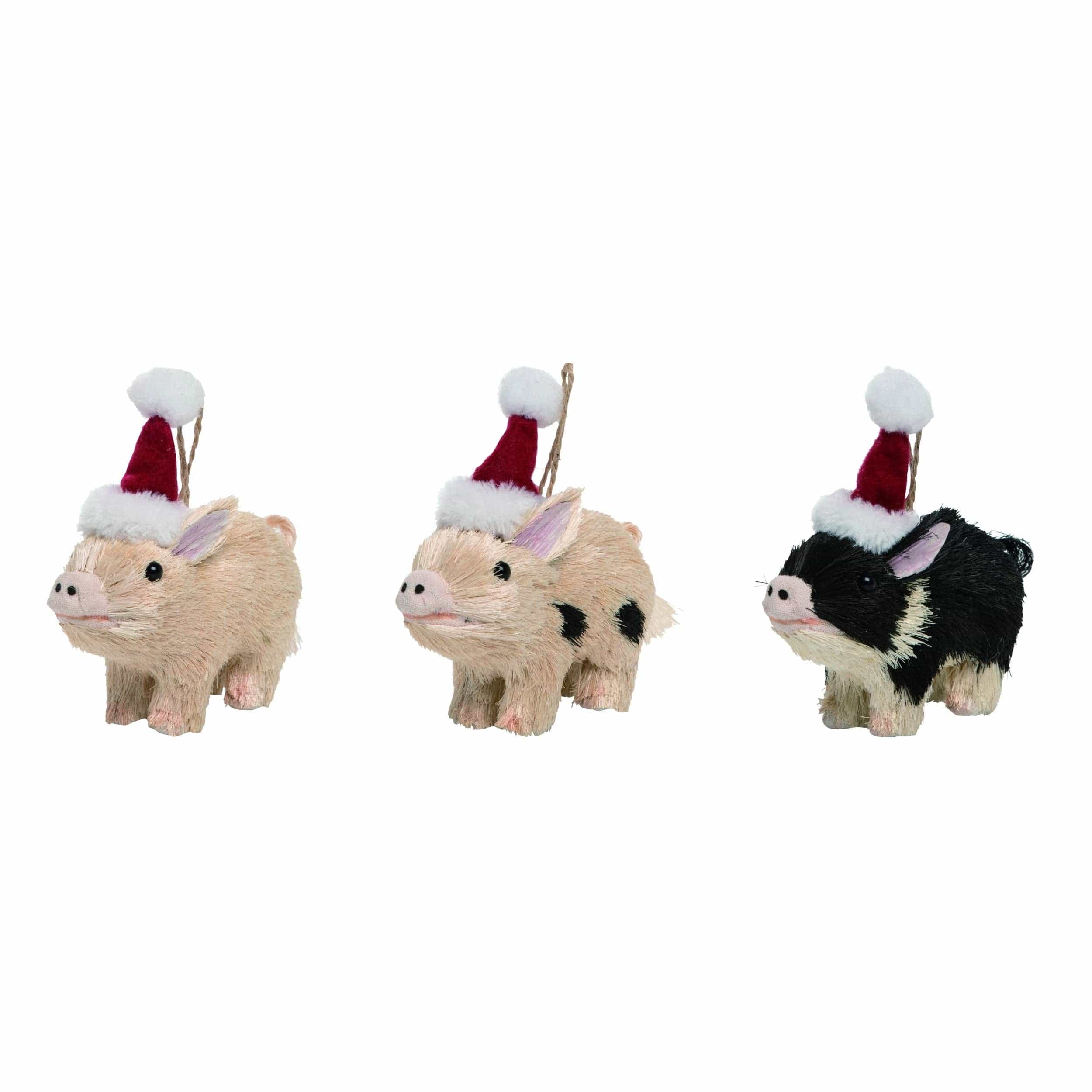 Christmas Pig Ornament Set of 3 Foam 5 in. Multicolor、mySite、g9winljtr