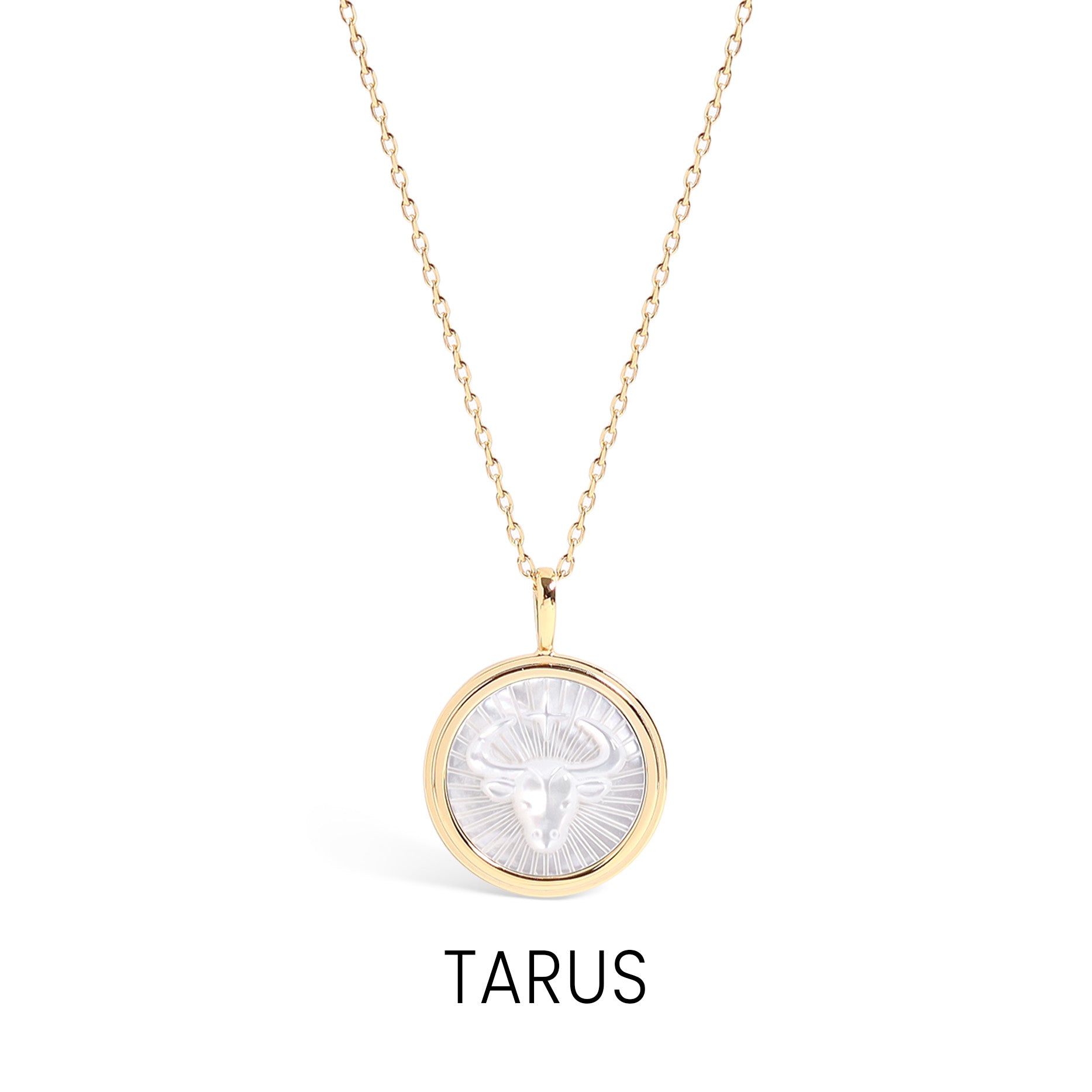 14K Gold Plated Sterling Silver Mother of Pearl Zodiac Pendant Necklace / SBB0354、mySite、dreamappss