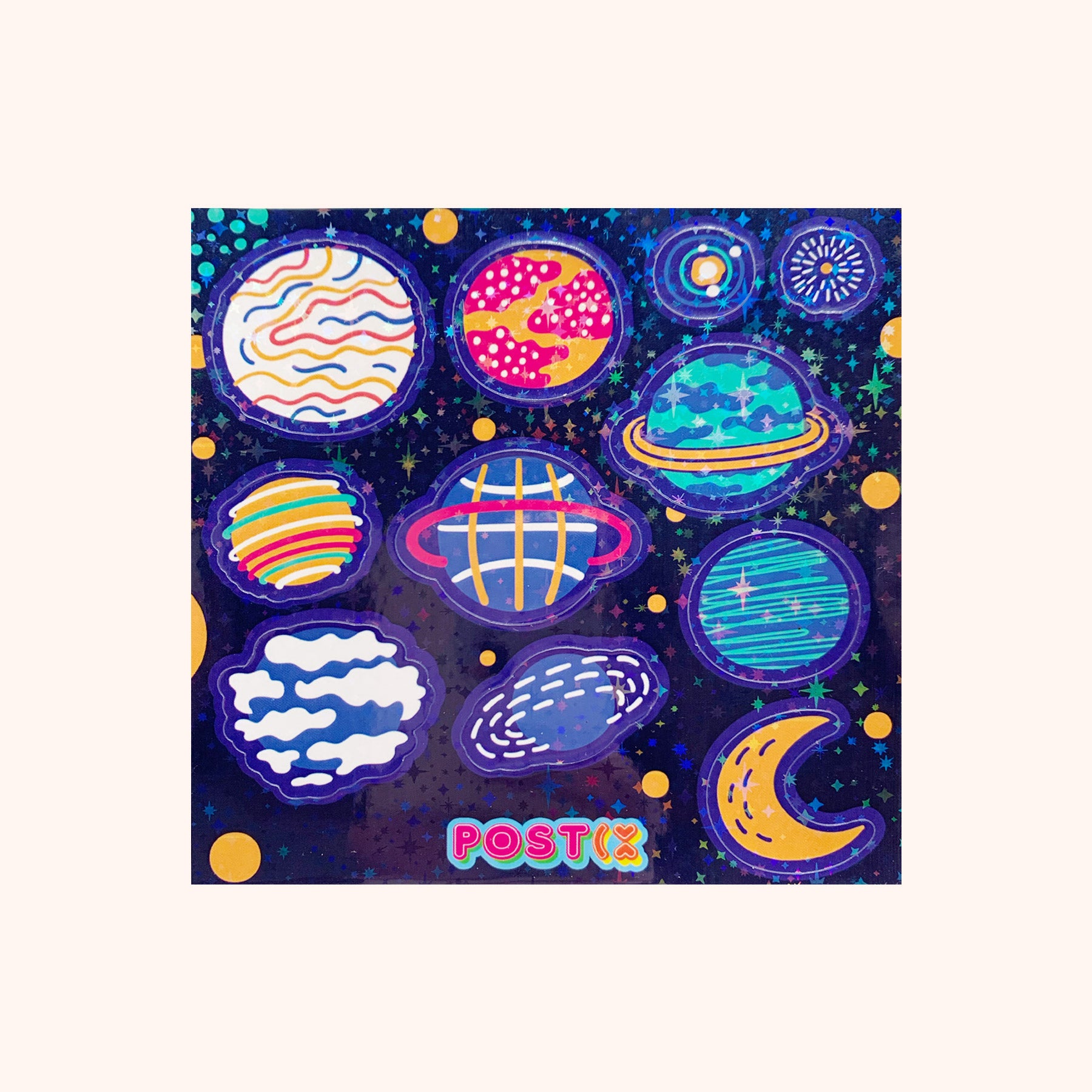  Space Sparkler Square Hologram Sticker Sheet、mySite、ghnorth