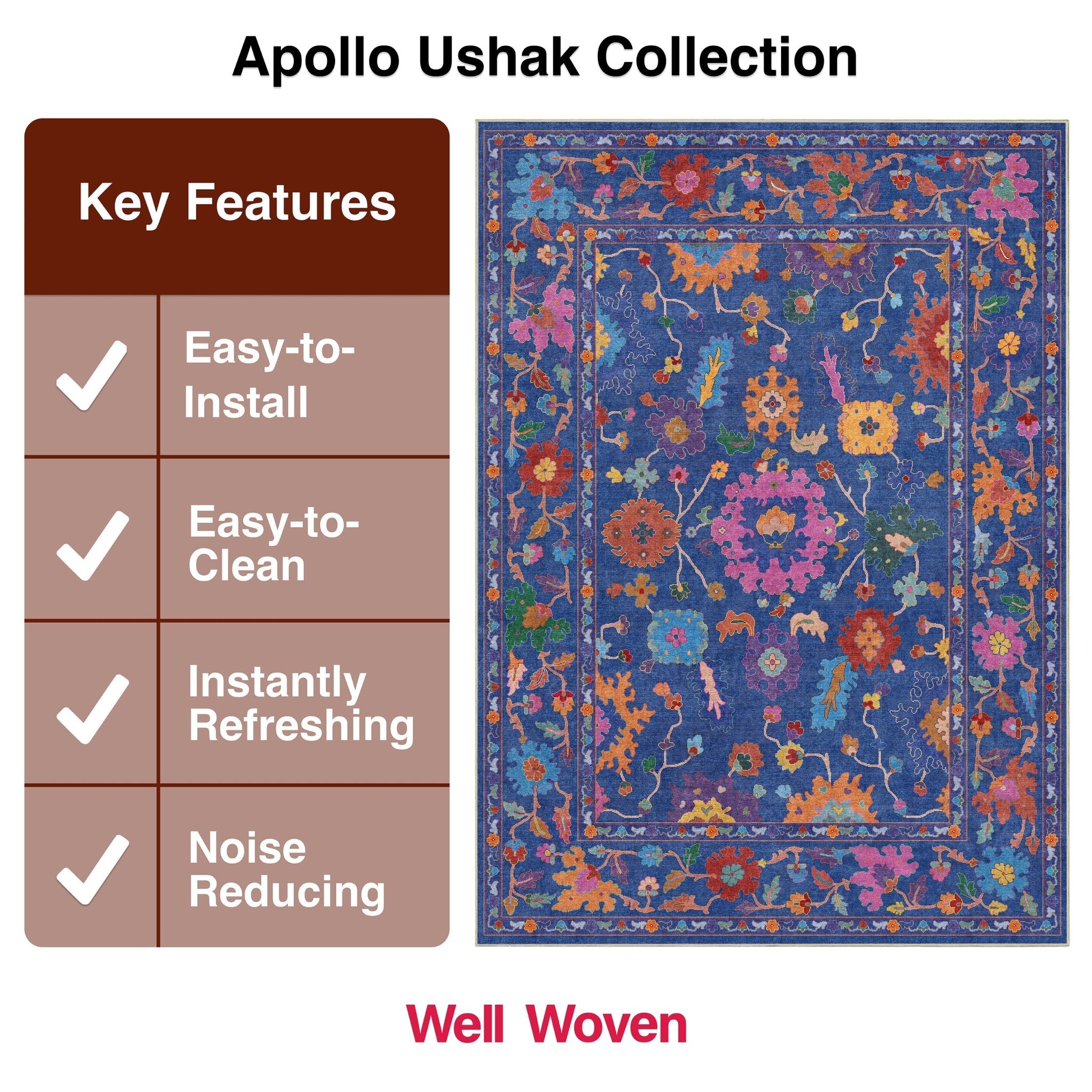 Bodrum Vintage Bohemian Floral Rug for Living Room Bedroom Dining Room ,Easy Clean、mySite、gigharbornorthrealestate