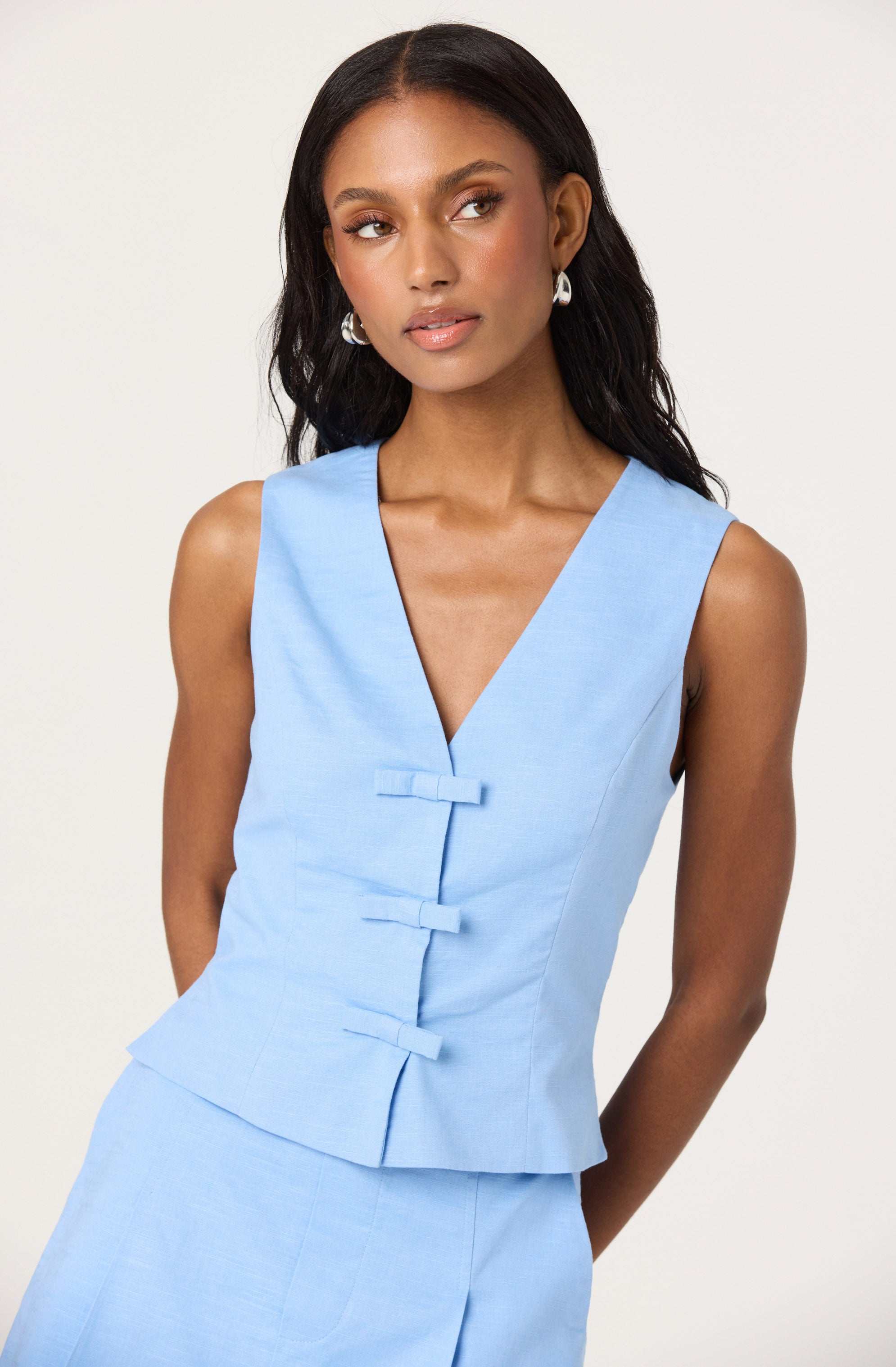 Bow Front V-Neck Top、mySite、solidvoid