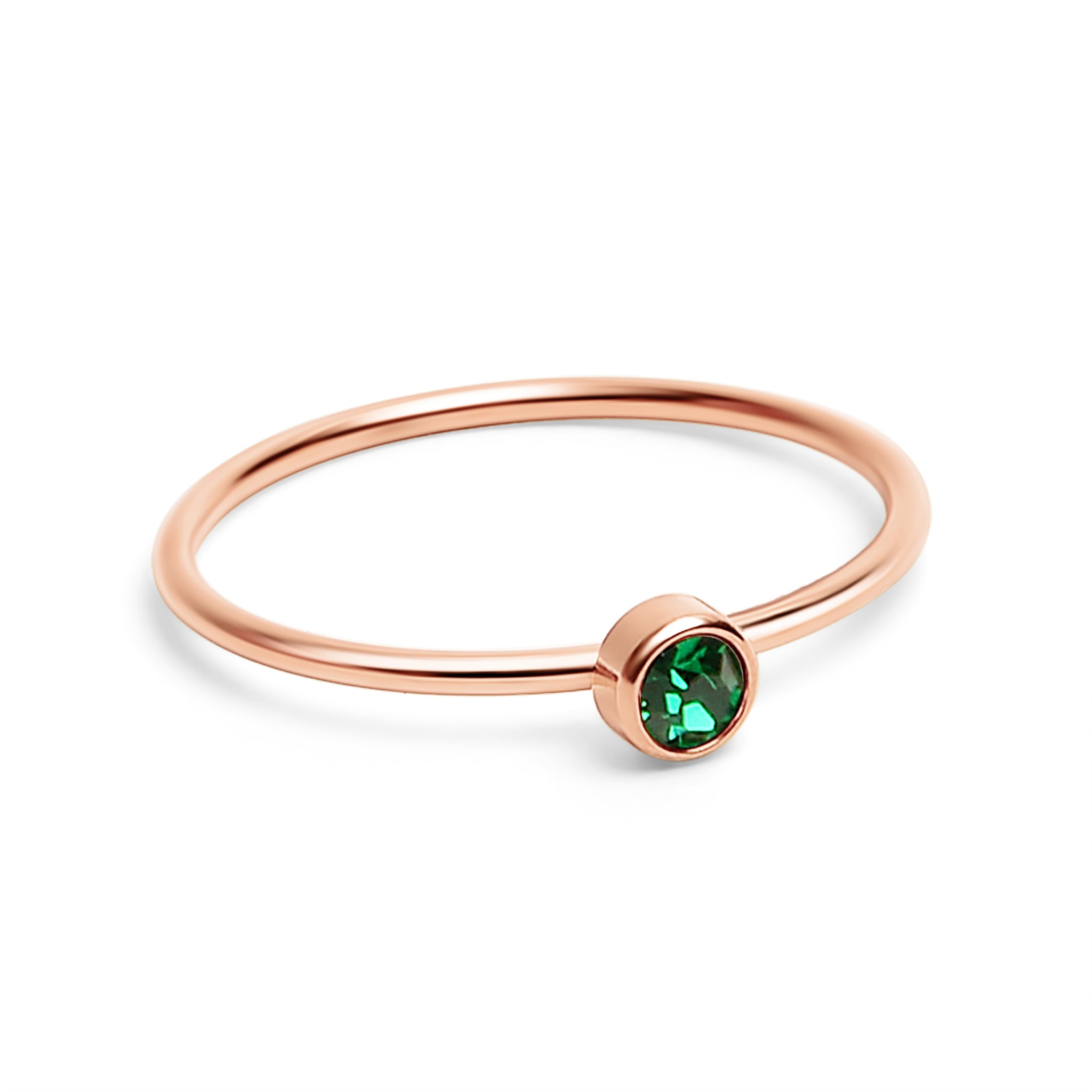 18K Rose Gold PVD Stainless Steel Birthstone Stacking Ring Size 3 / ZRJ1002、mySite、dreamappss