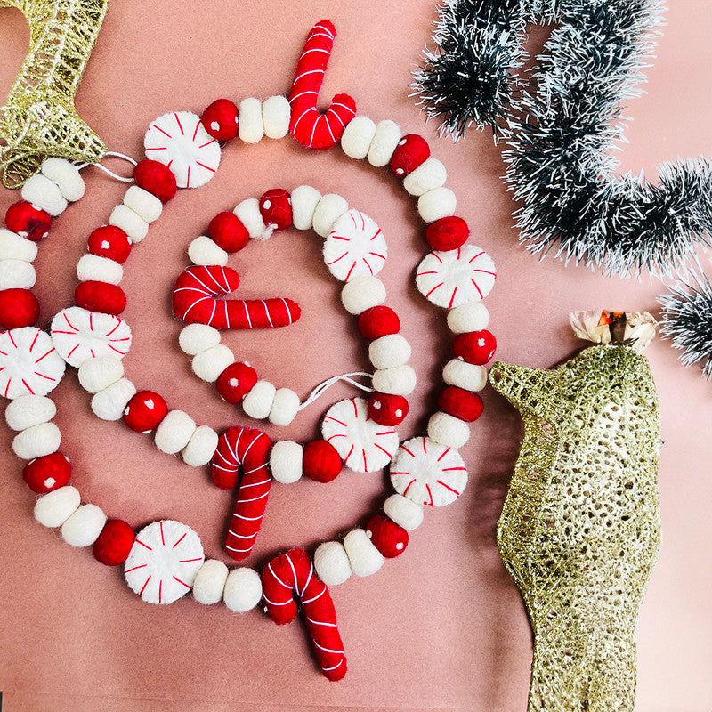 3D Christmas Decor | Candy Cane Garland | 72 Inches、mySite、camillekostekn