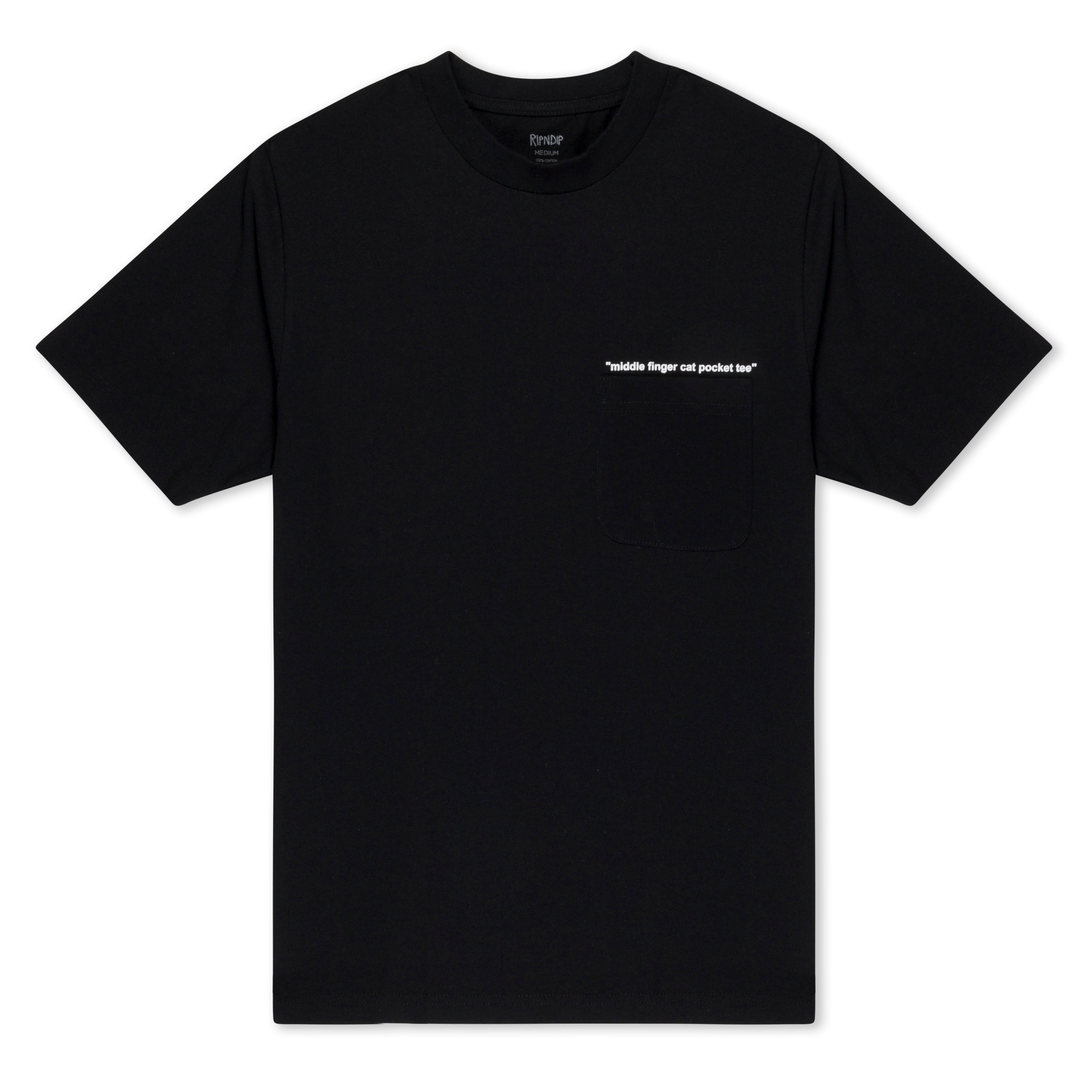  Middle Finger Cat Pocket Tee (Black)、mySite、merchandisen