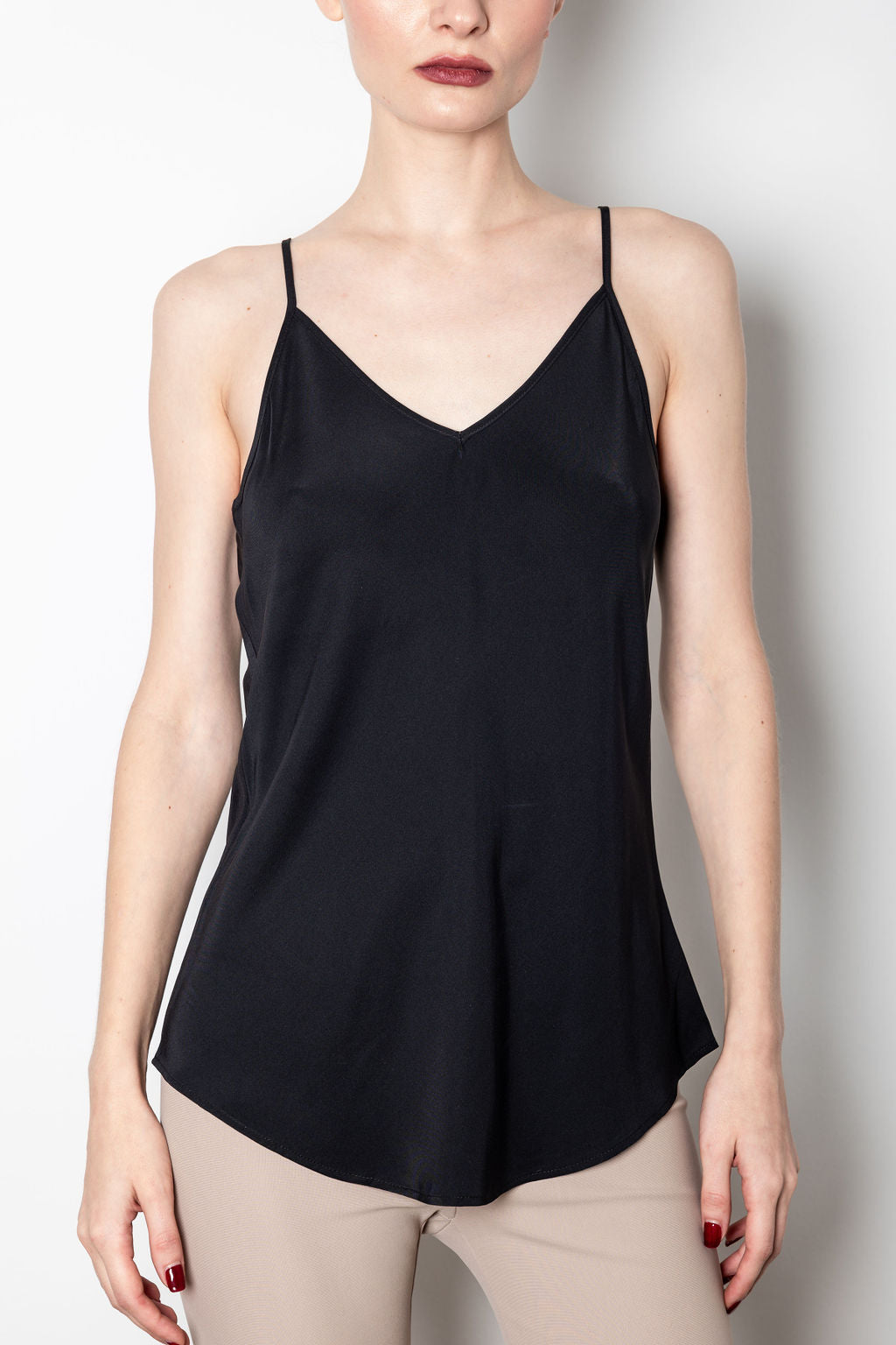 Elaine Kim Henrietta Silk Bias Camisole, Black、mySite、noshort