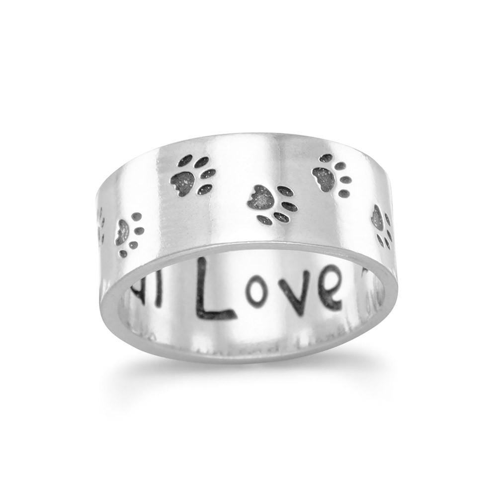 Paw Print Unconditional Love Wide Band Ring for Pet Lovers!、mySite、g9winljtr