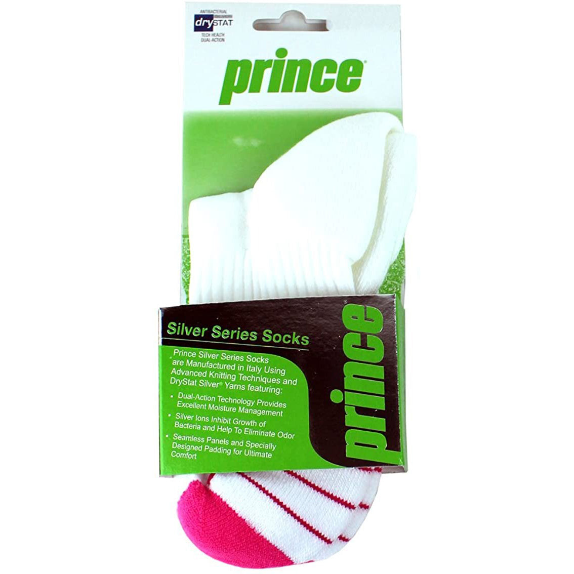 Prince Silver Series 1/4 Top Socks (White/Pink)