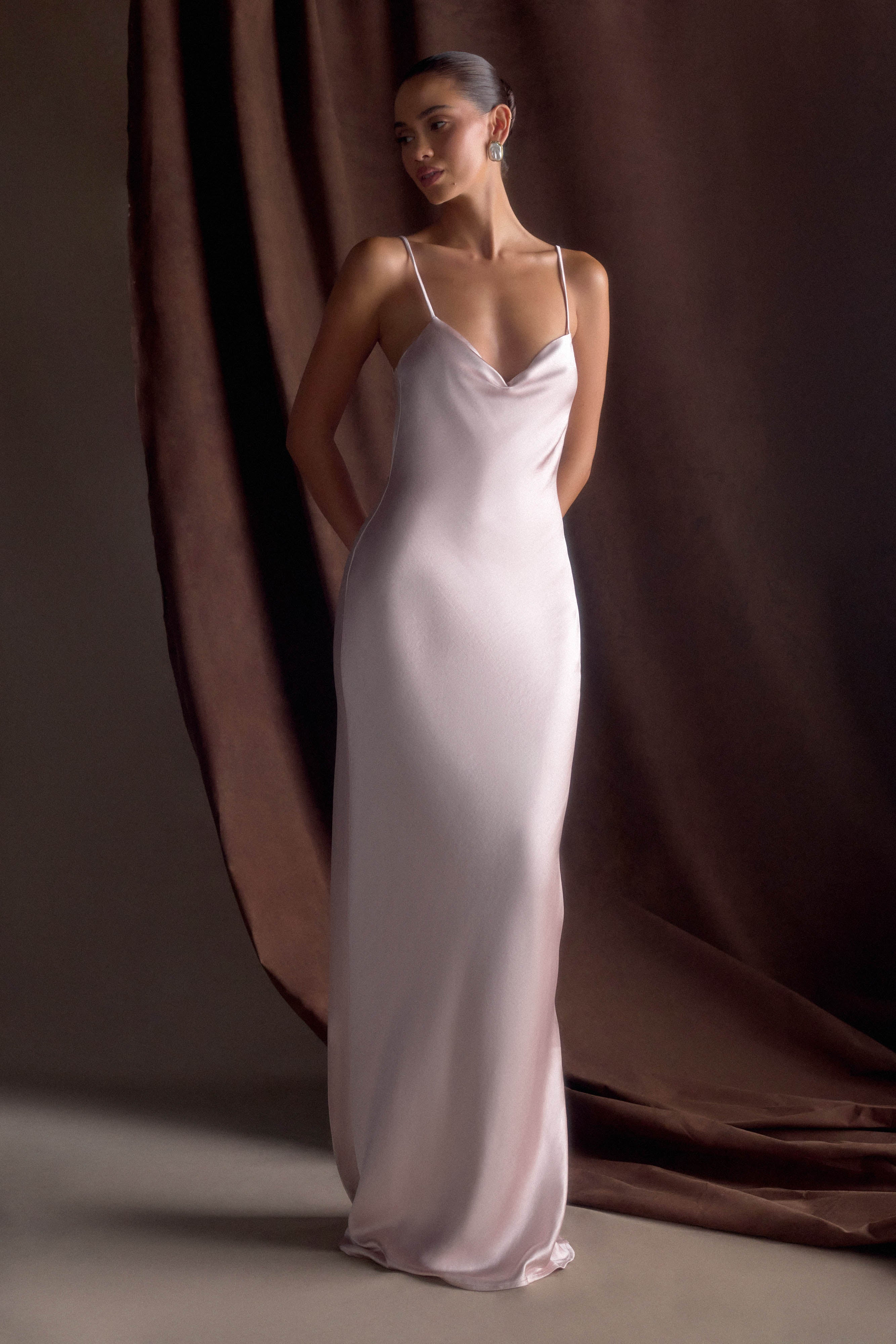 Lilly Sweetheart Satin Maxi Dress - Soft Pink、mySite、solidvoid