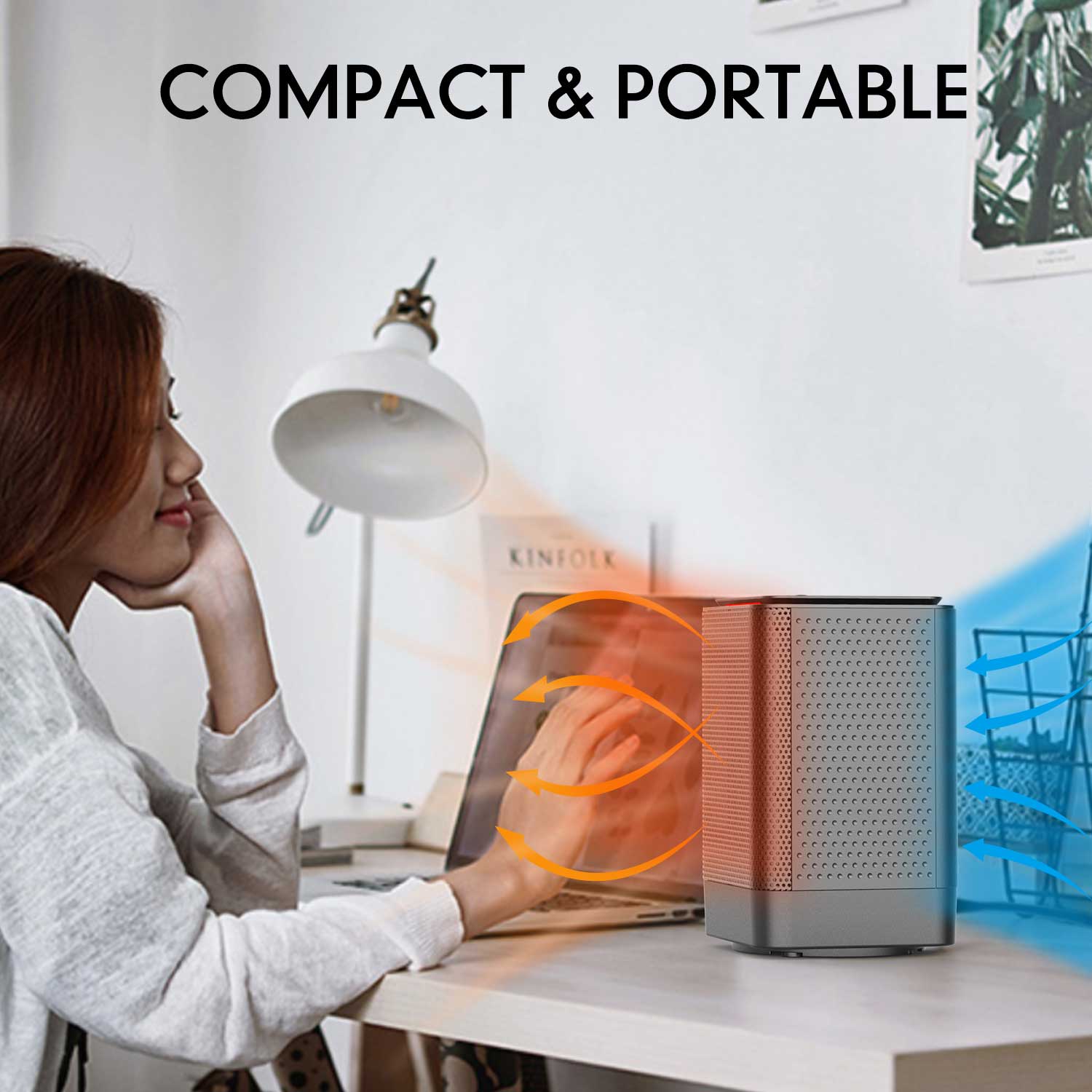 KLOUDIC 950W Portable Ceramic Heater with 45° Oscillation, Black、mySite、fannypackpong