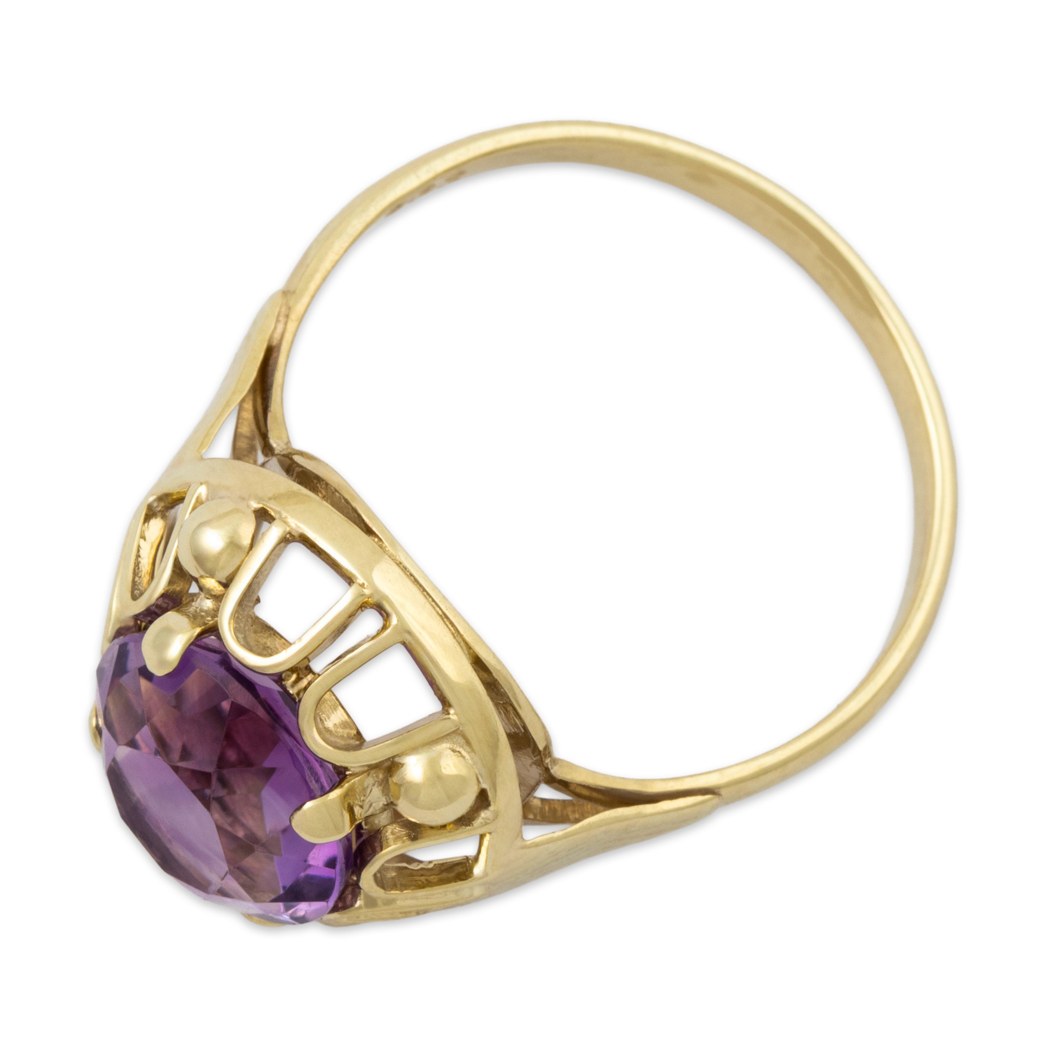 Vintage 8k Yellow Gold 2.2ct Amethyst Dome Ring 7.00、mySite、hinf8tx79