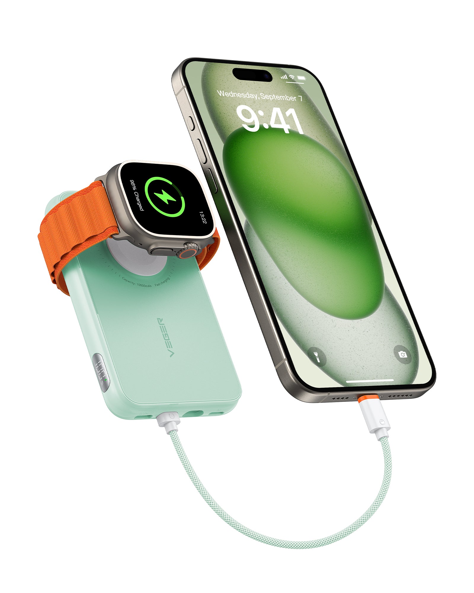 10000mAh Portable Charger with Built in Cable (Removable)、mySite、fannypackpong