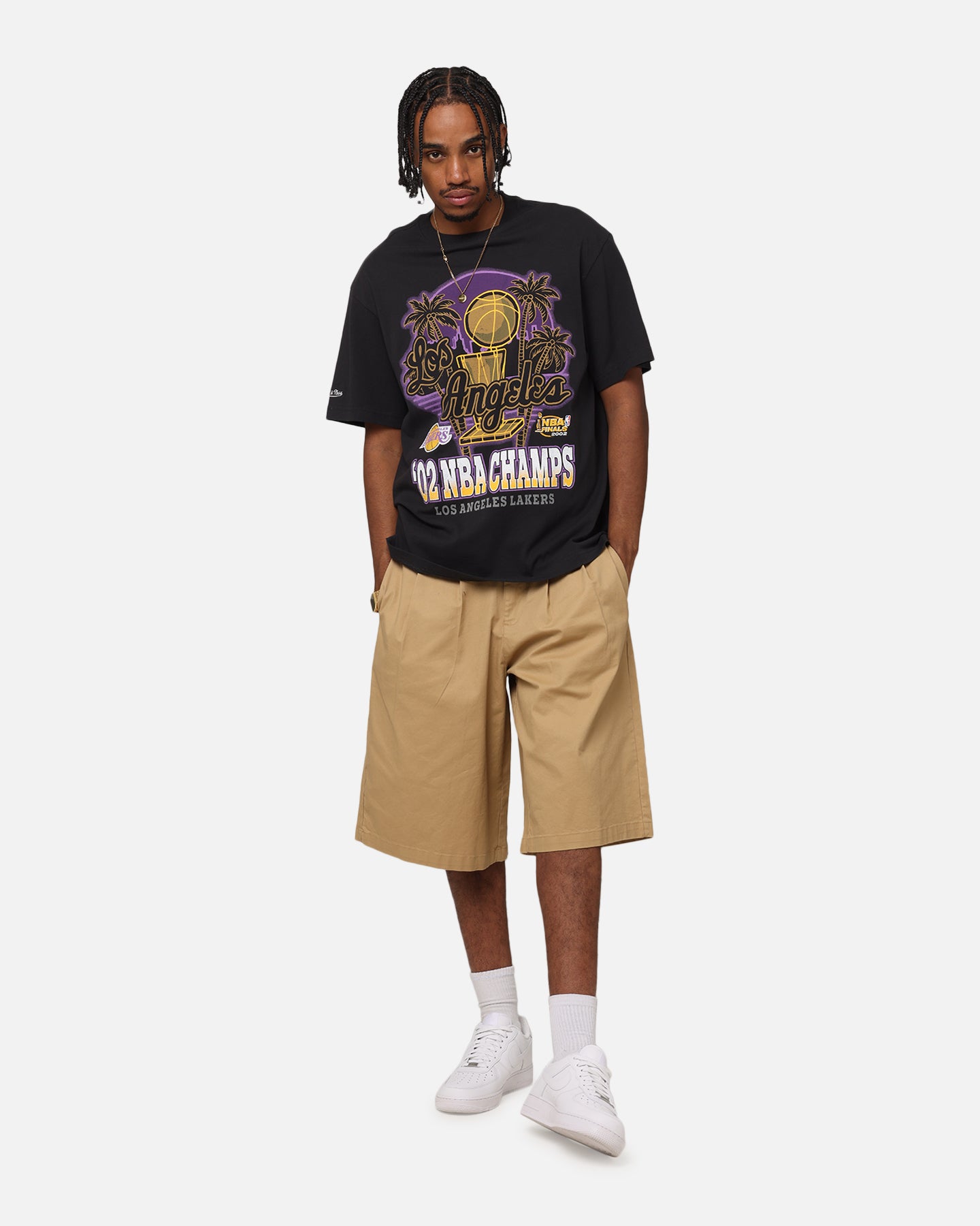 Mitchell & Ness Los Angeles Lakers '02 NBA Champs T-Shirt Faded Black、mySite、zt4zffjzw