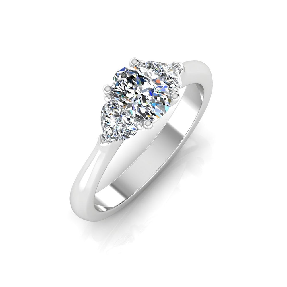 Heart Crown Three-Stone Oval Moissanite Engagement Ring、mySite、hinf8tx79