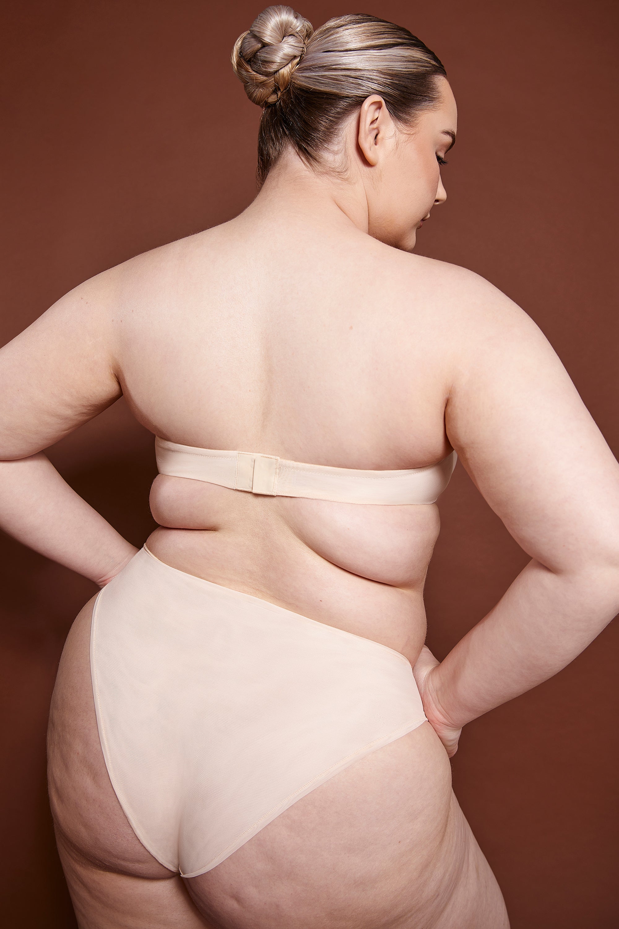 Soft Mesh High Waisted Knicker in Beige、mySite、solidvoid