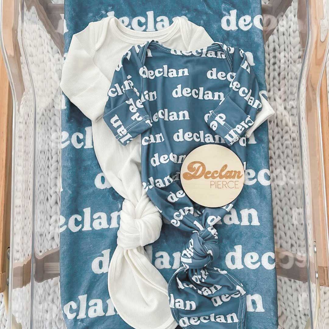  Solid Sapphire Personalized Newborn Baby Knot Gown、mySite、layawaytickets