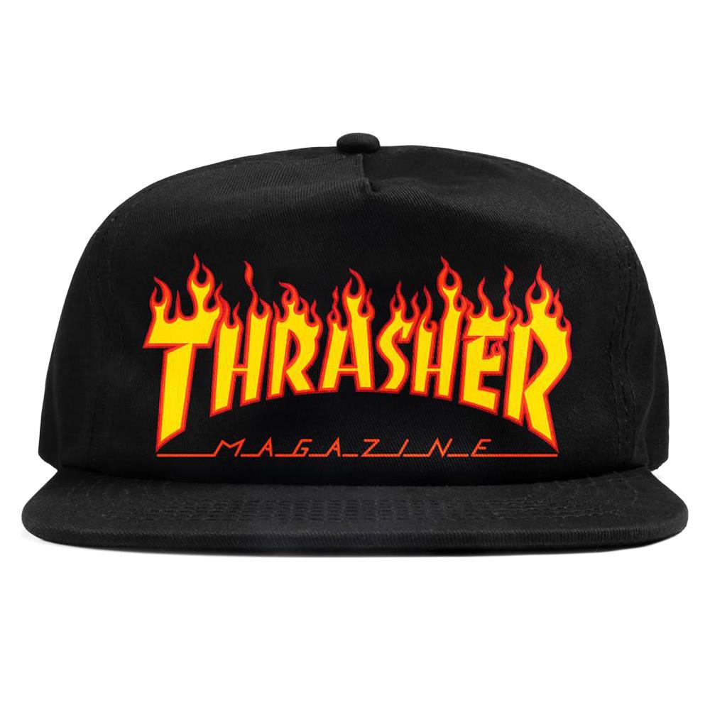  Thrasher Flame Embroidered Snapback Cap - Black、mySite、merchandisen
