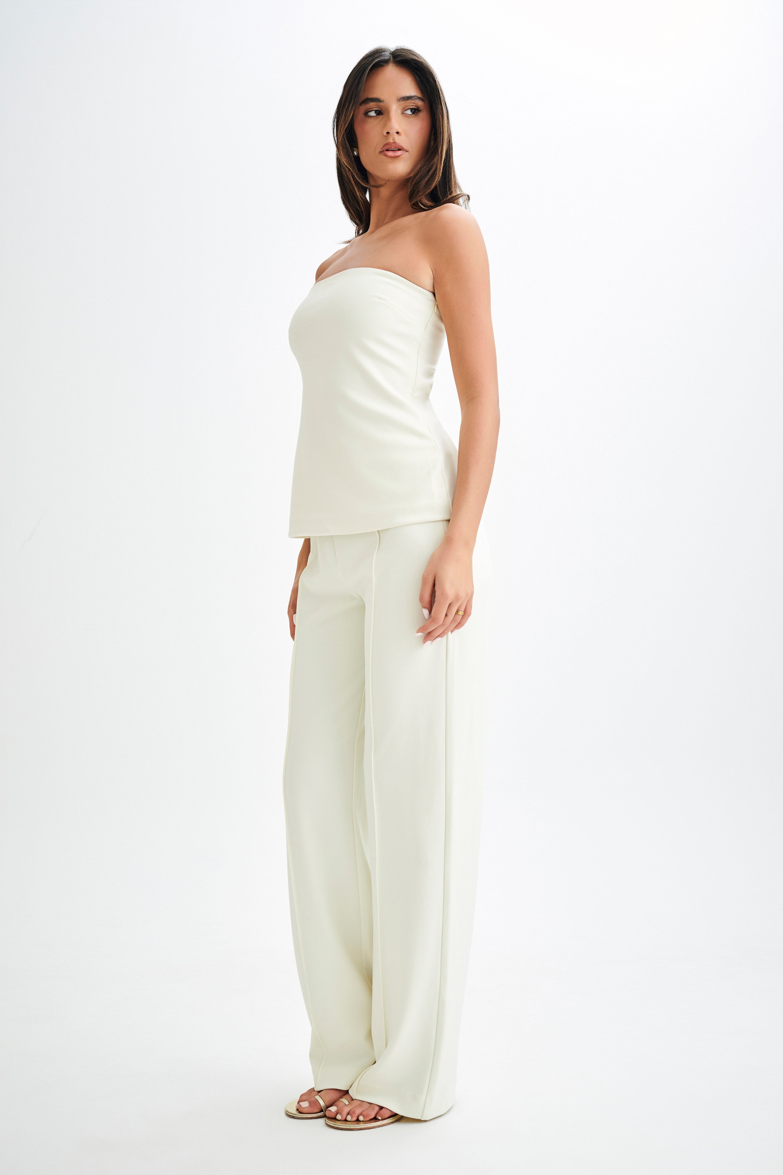 Antonia Pleated Wide Leg Pants - Ivory、mySite、solidvoid