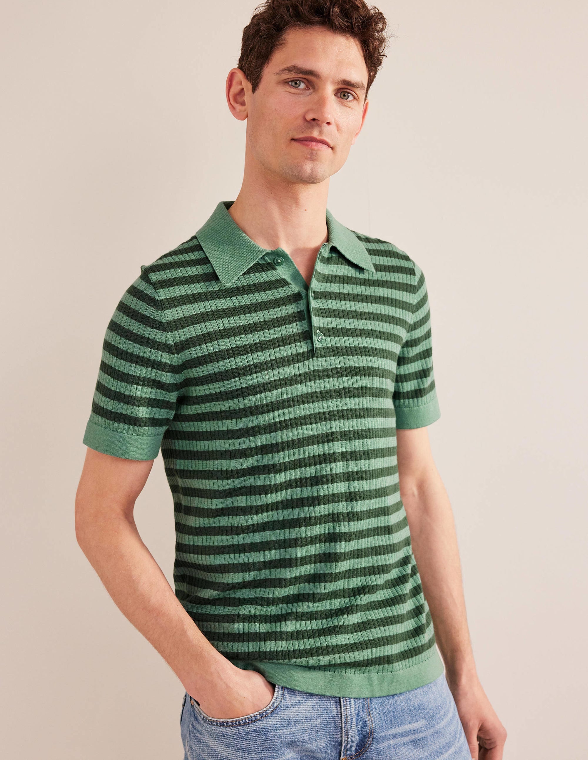  Knitted Ribbed Polo-Deep Sea Stripe、mySite、ashleygrahame