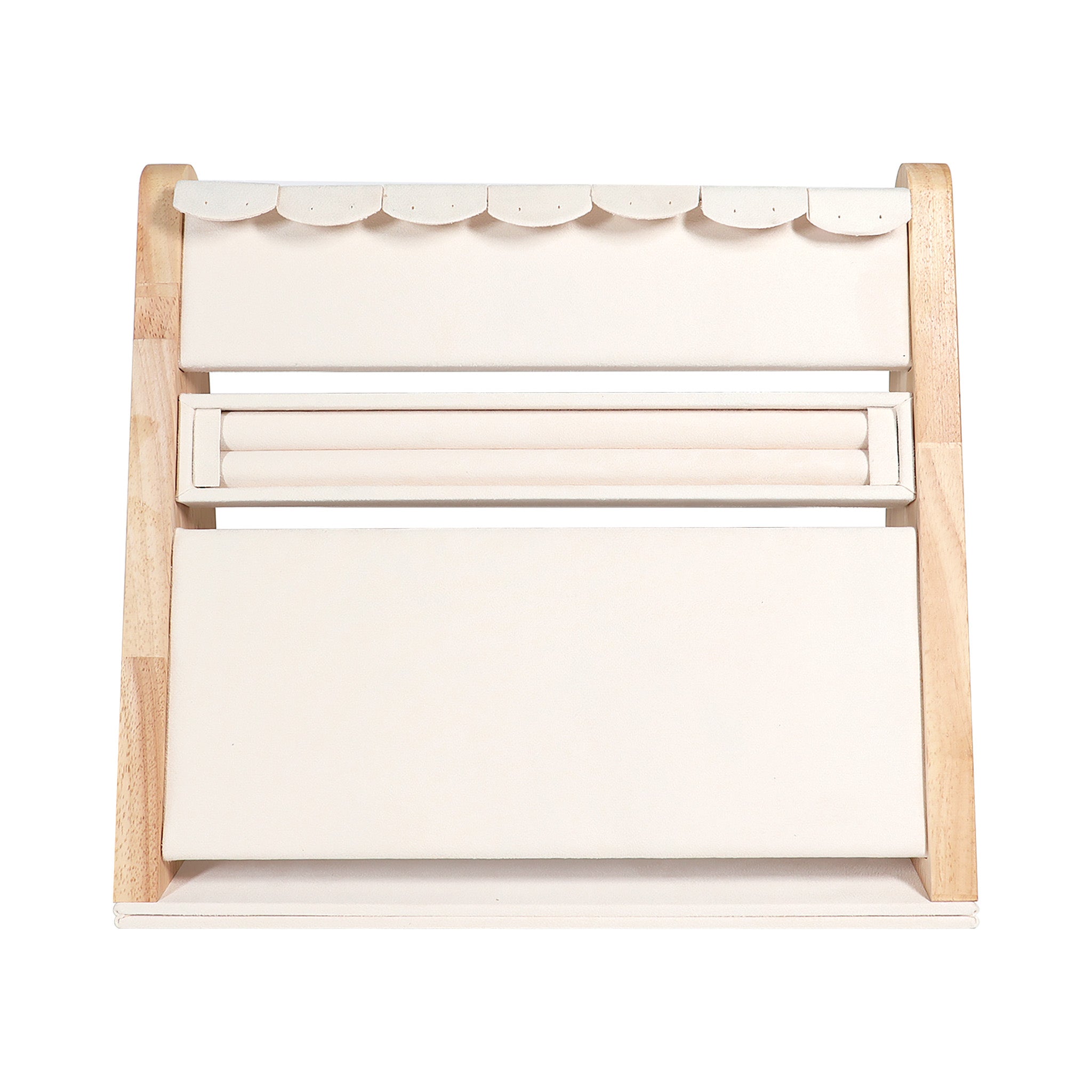 Natural Wood & Suede 3 Tier Jewelry Display / DSP0030、mySite、dreamappss